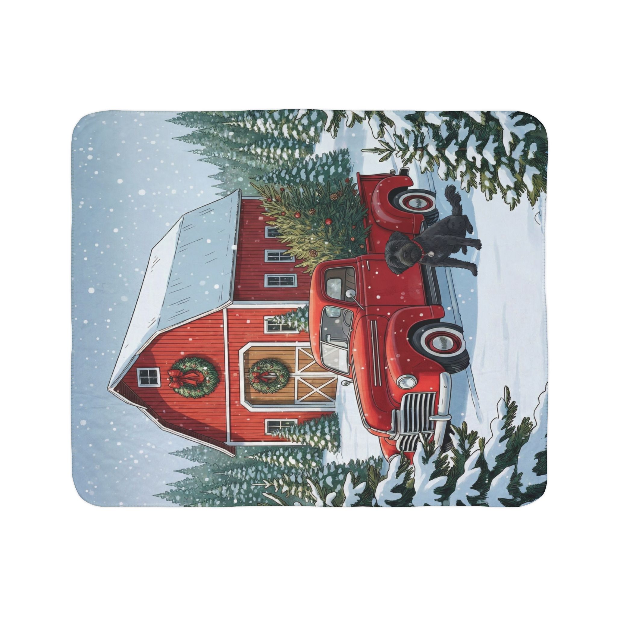 Bringing Home Christmas - black Schnoodle Edition Cozy Fleece Sherpa Blanket