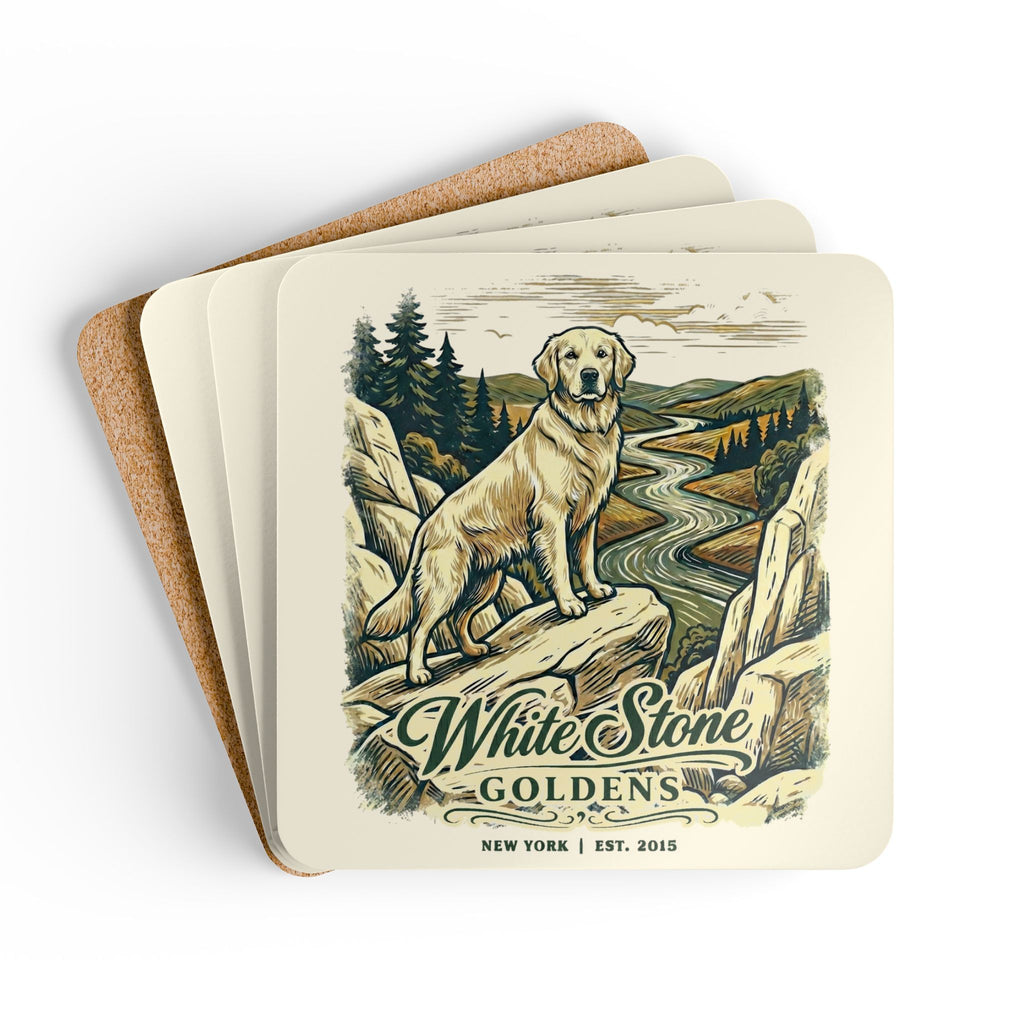 White Stone Goldens Corkwood Coaster Set