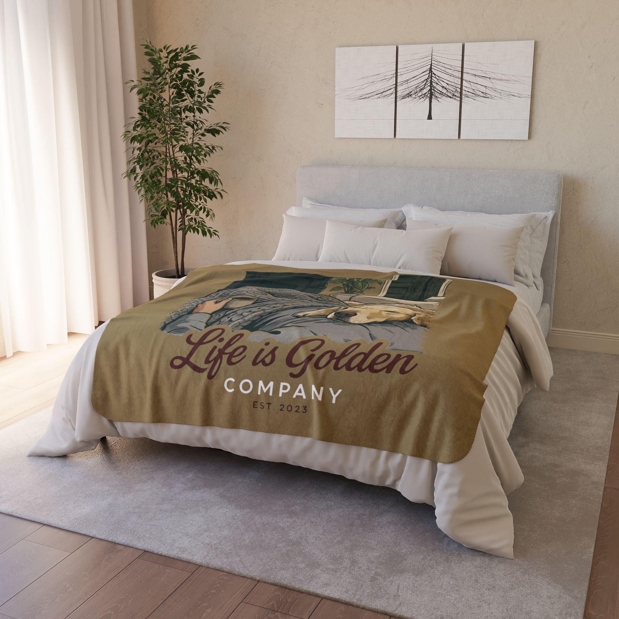Golden Snuggles Cozy Fleece Sherpa Blanket
