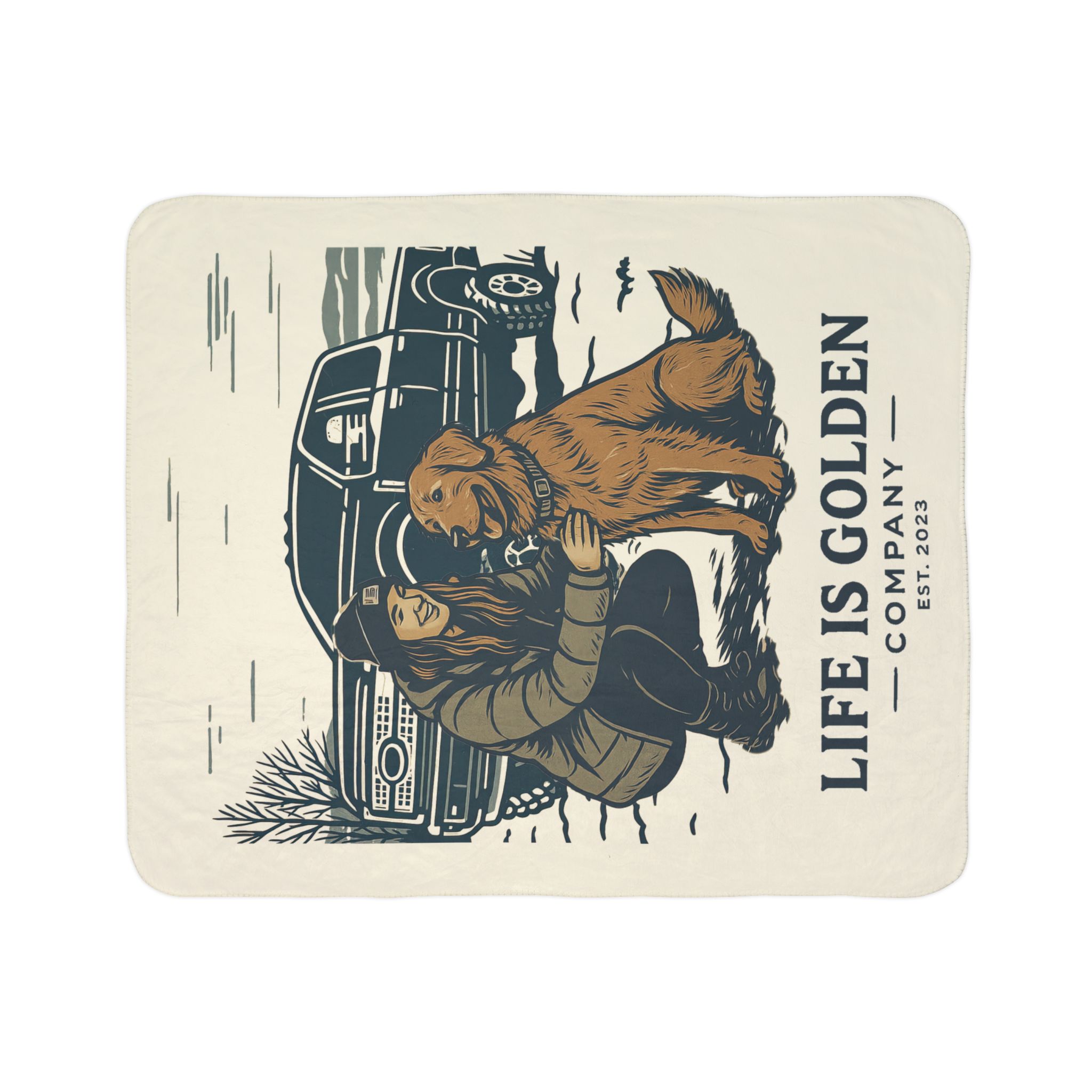 For the love of the Golden Truck Cozy Fleece Sherpa Blanket