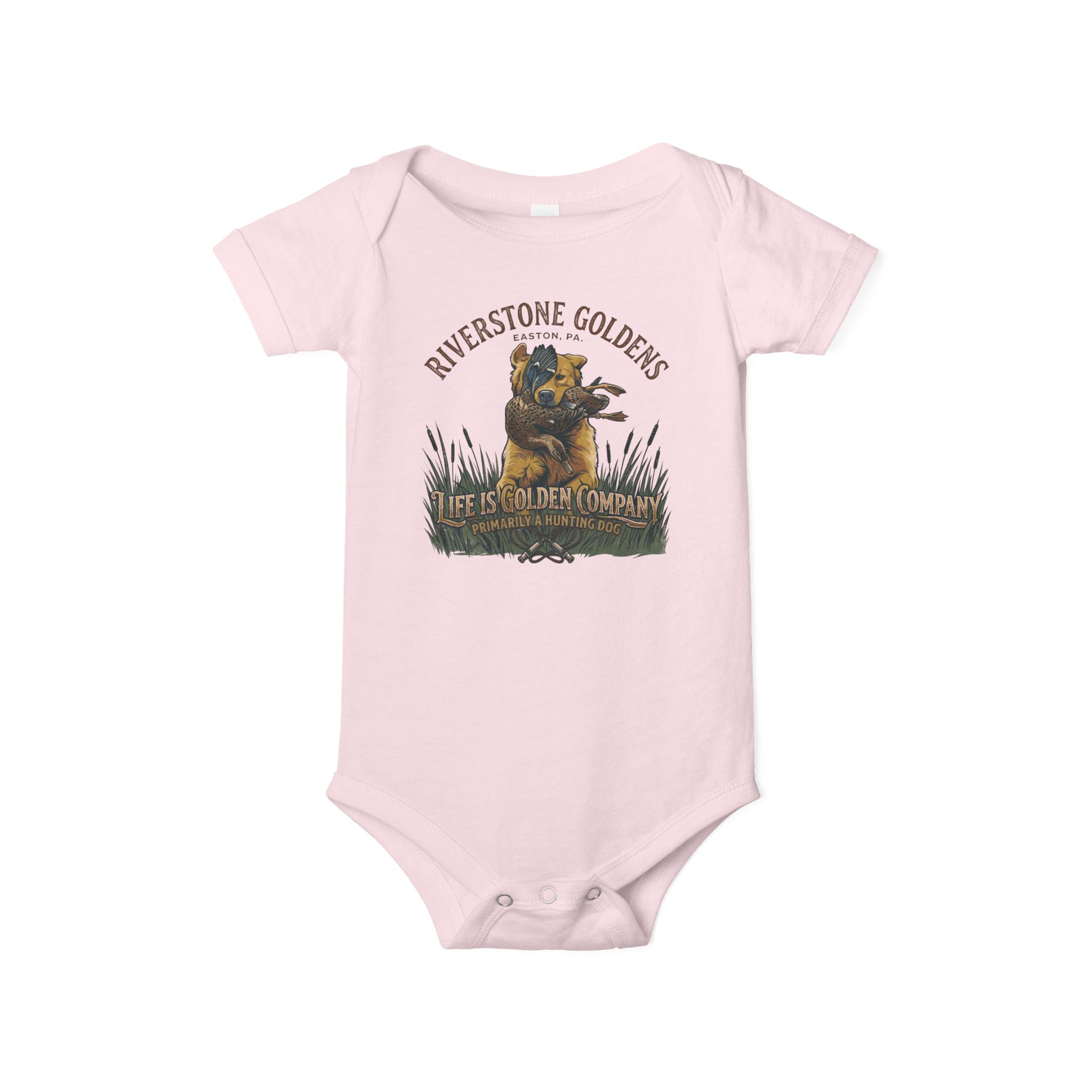 Riverstone Goldens Hunting Baby Onesie