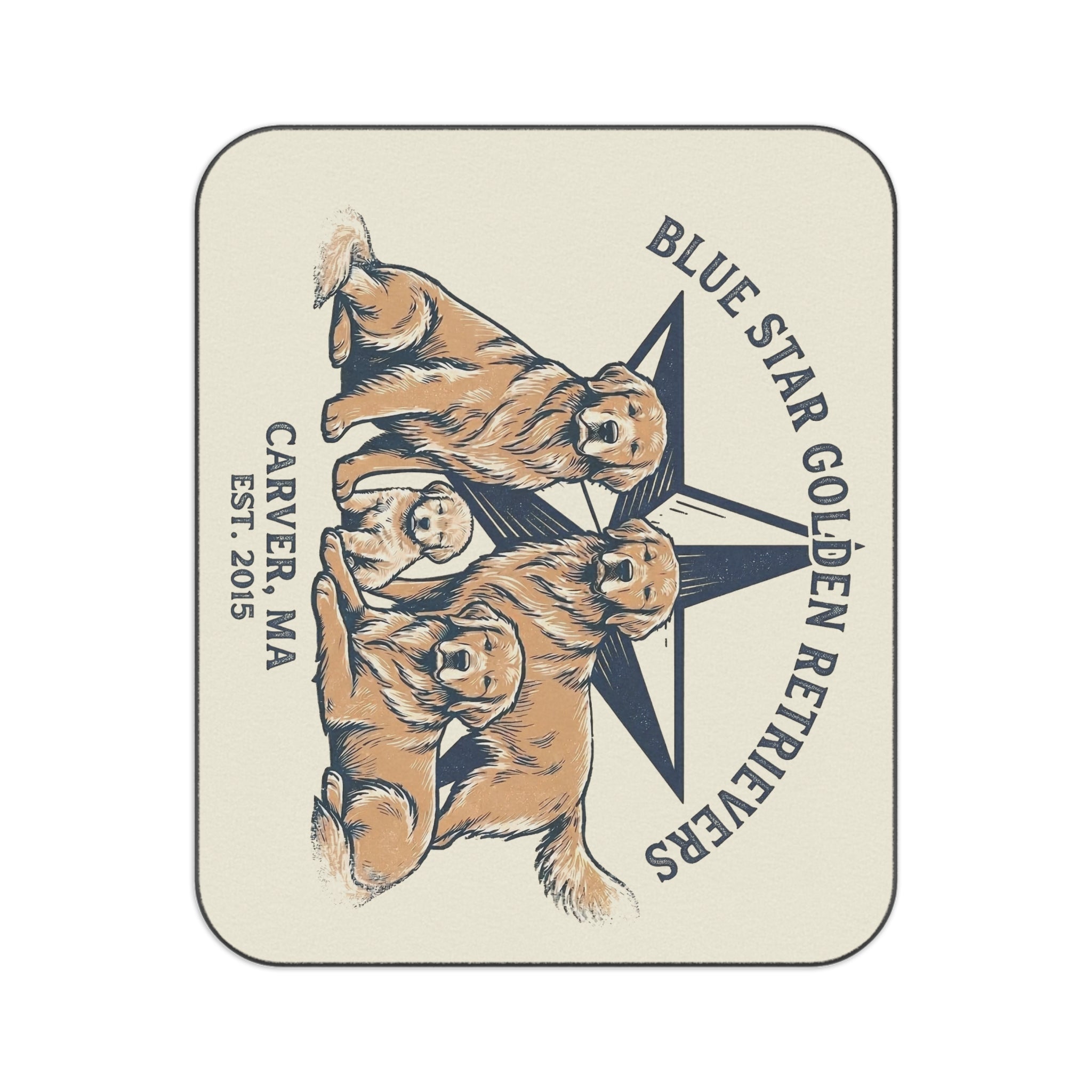 Blue Star Picnic Blanket with Water Resistant Backing