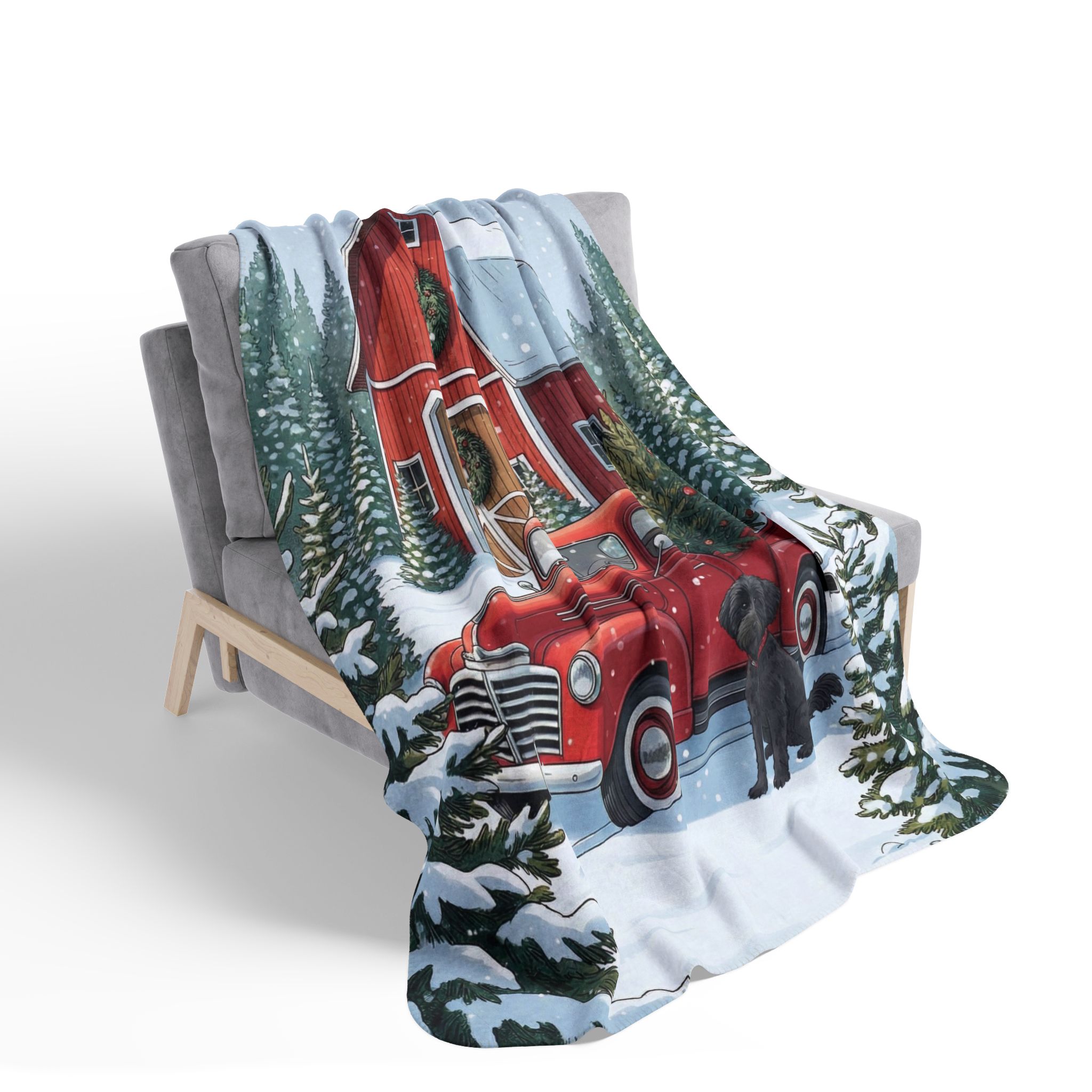Bringing Home Christmas - black Schnoodle Edition Cozy Fleece Sherpa Blanket
