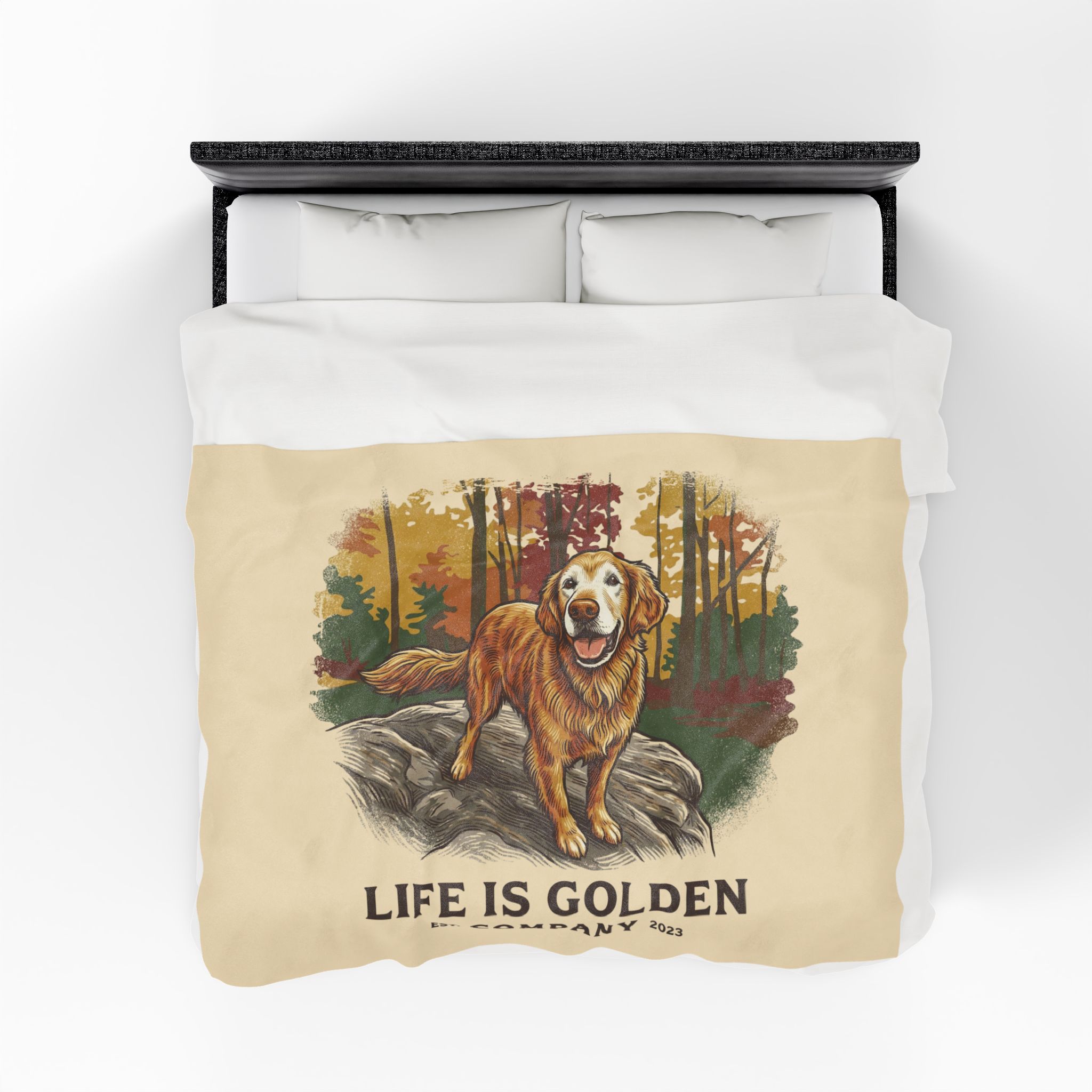 Autumn of a Golden Velveteen Plush Blanket