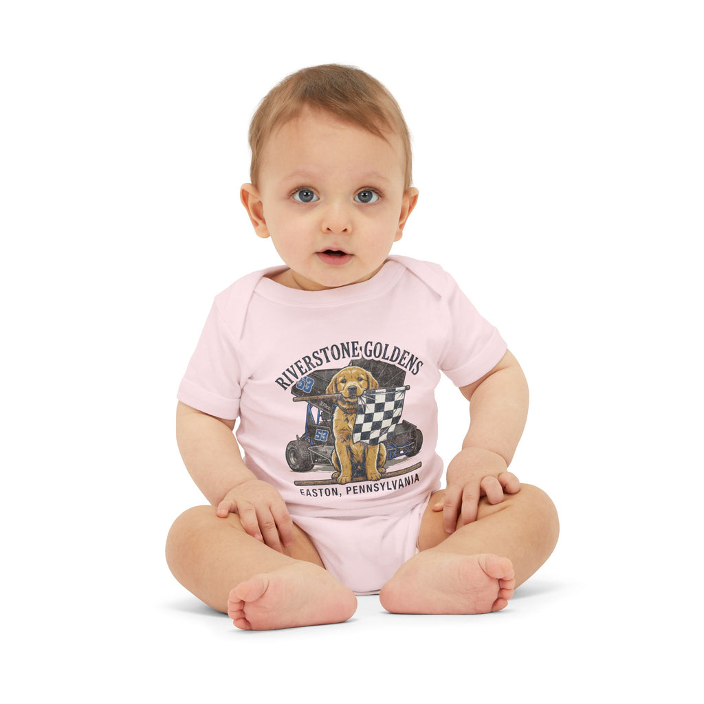 Riverstone Goldens Racing Baby Onesie