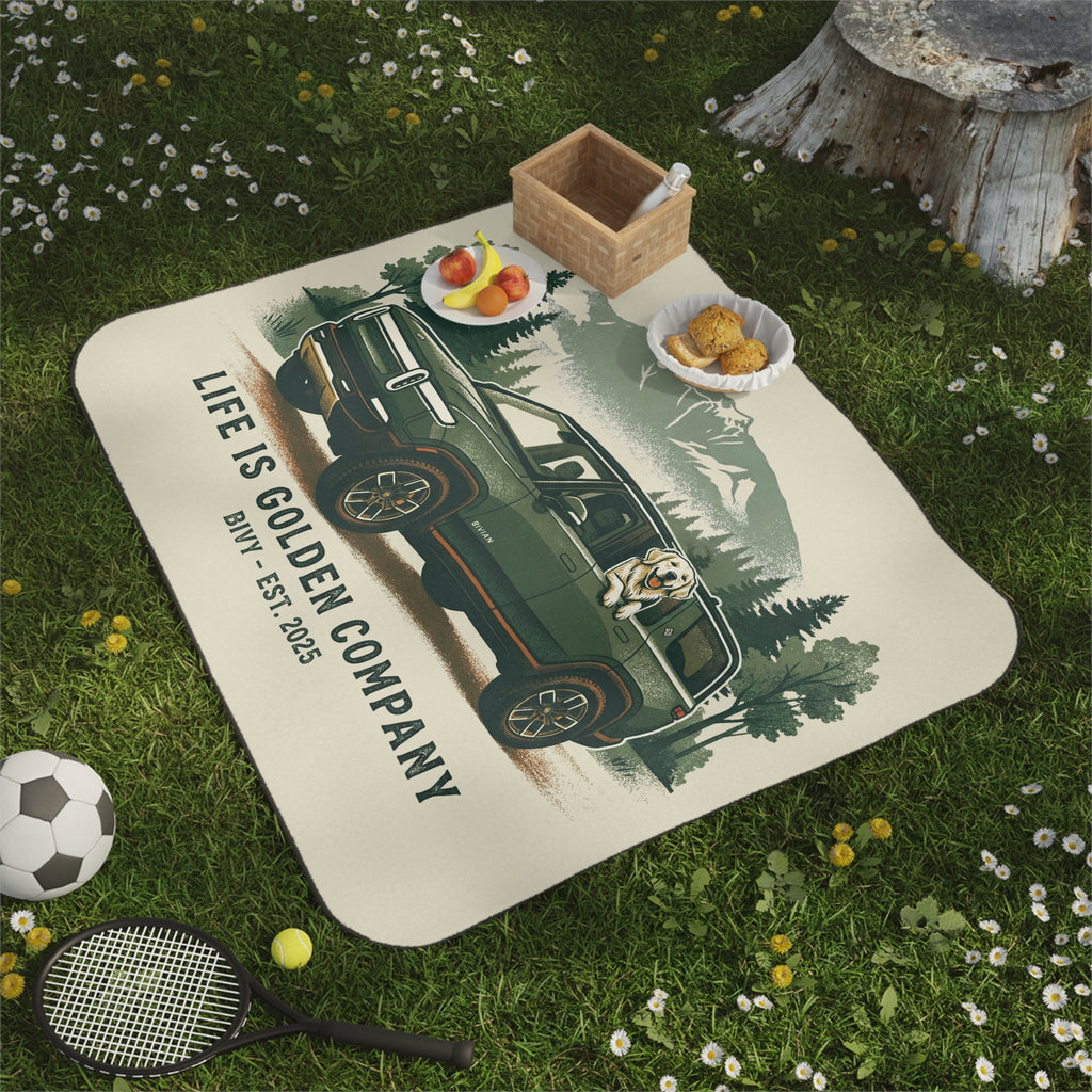 The Bivian Picnic Blanket with Water Resistant Backing