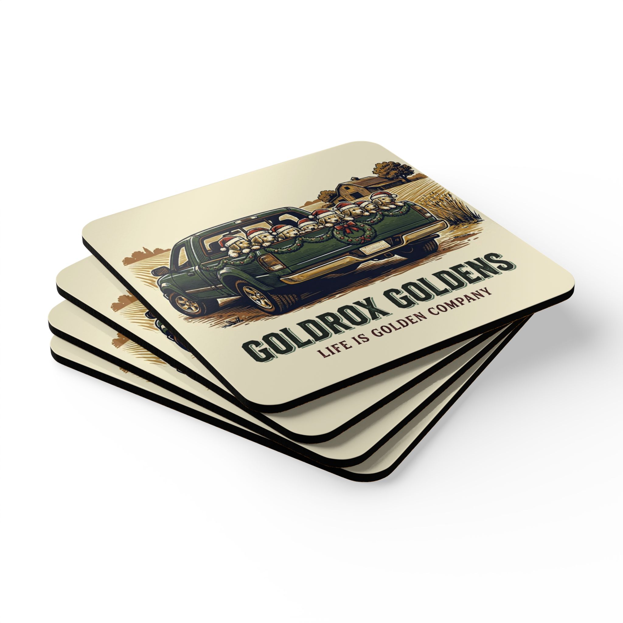 GoldRox Squad Goals Corkwood Coaster Set