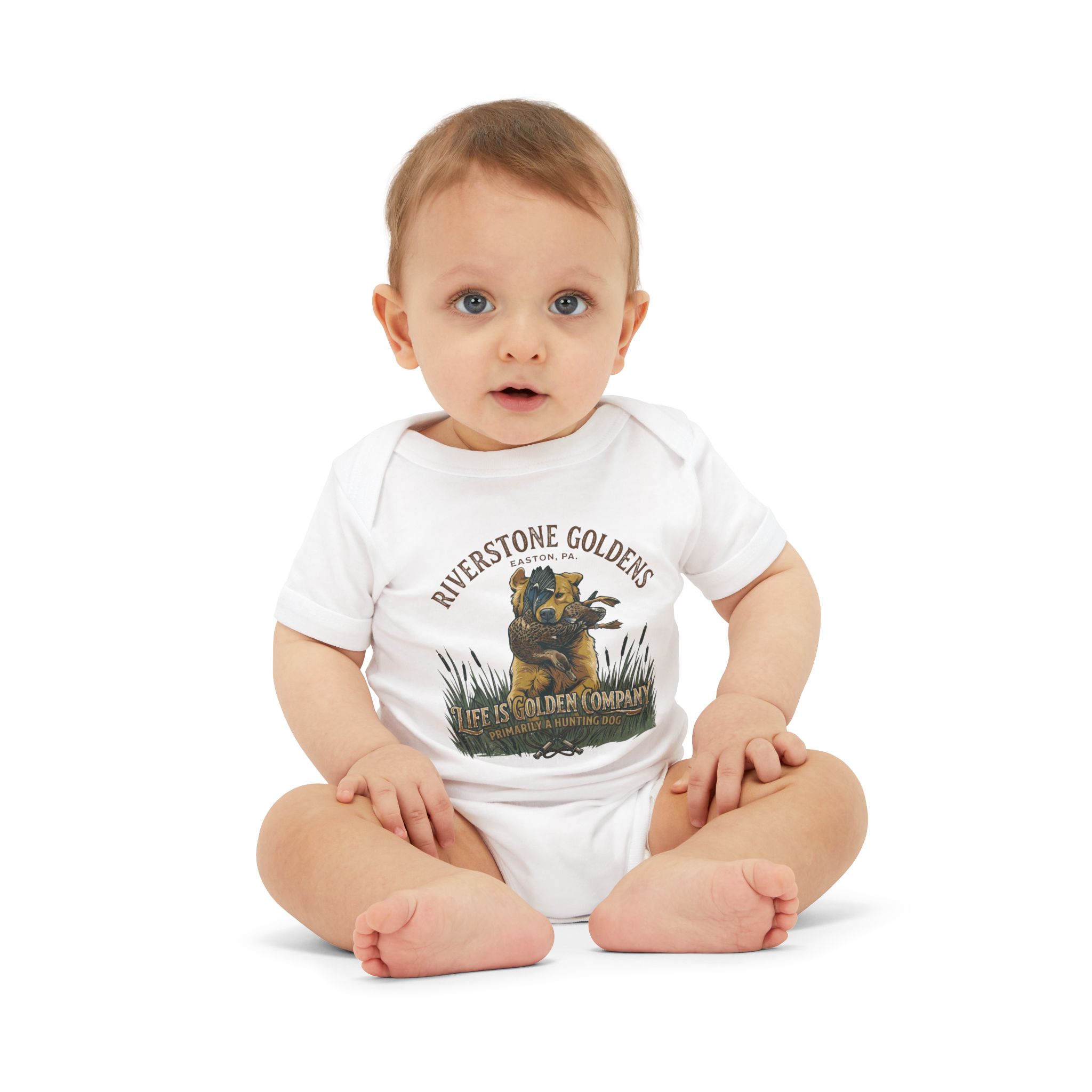 Riverstone Goldens Hunting Baby Onesie