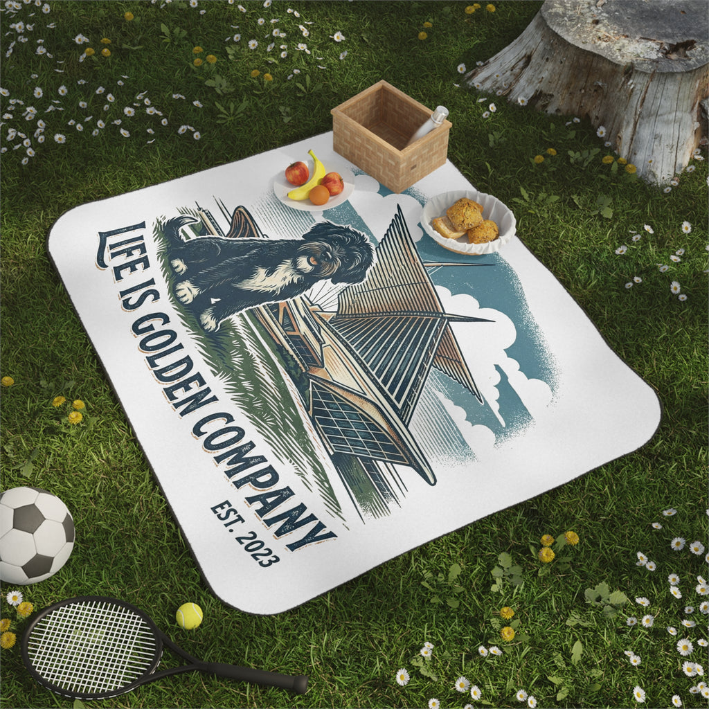 Louie Loves Milwaukee Picnic Blanket with Water Resistant Backing