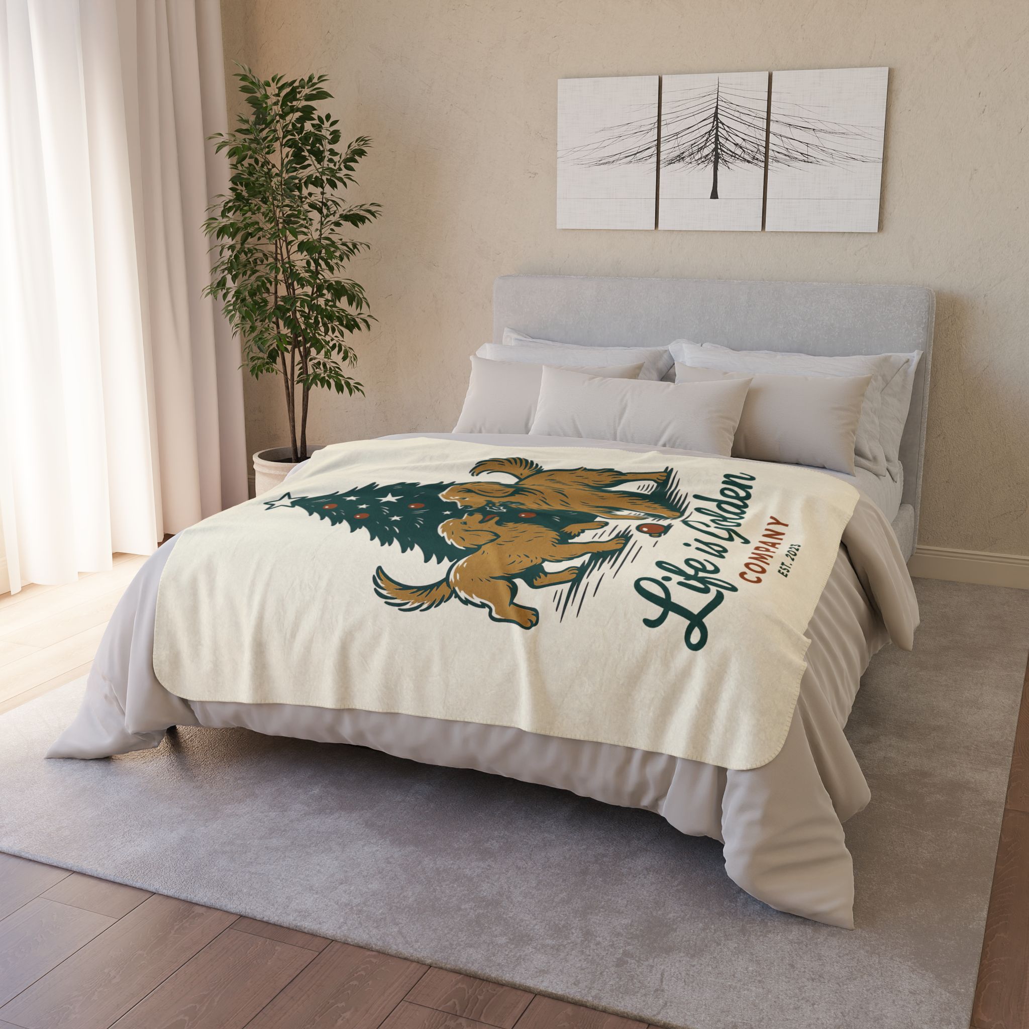 Christmas Playtime Cozy Fleece Sherpa Blanket