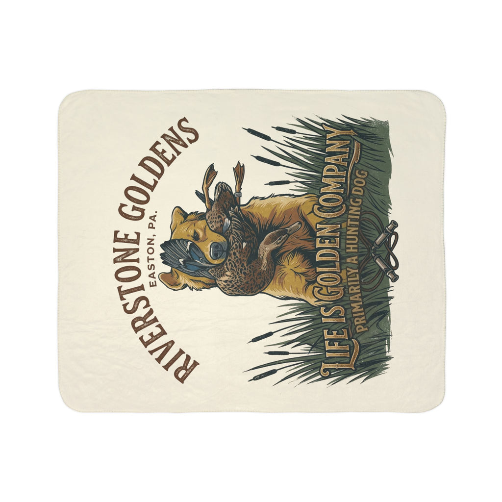 Riverstone Goldens Hunting Cozy Fleece Sherpa Blanket