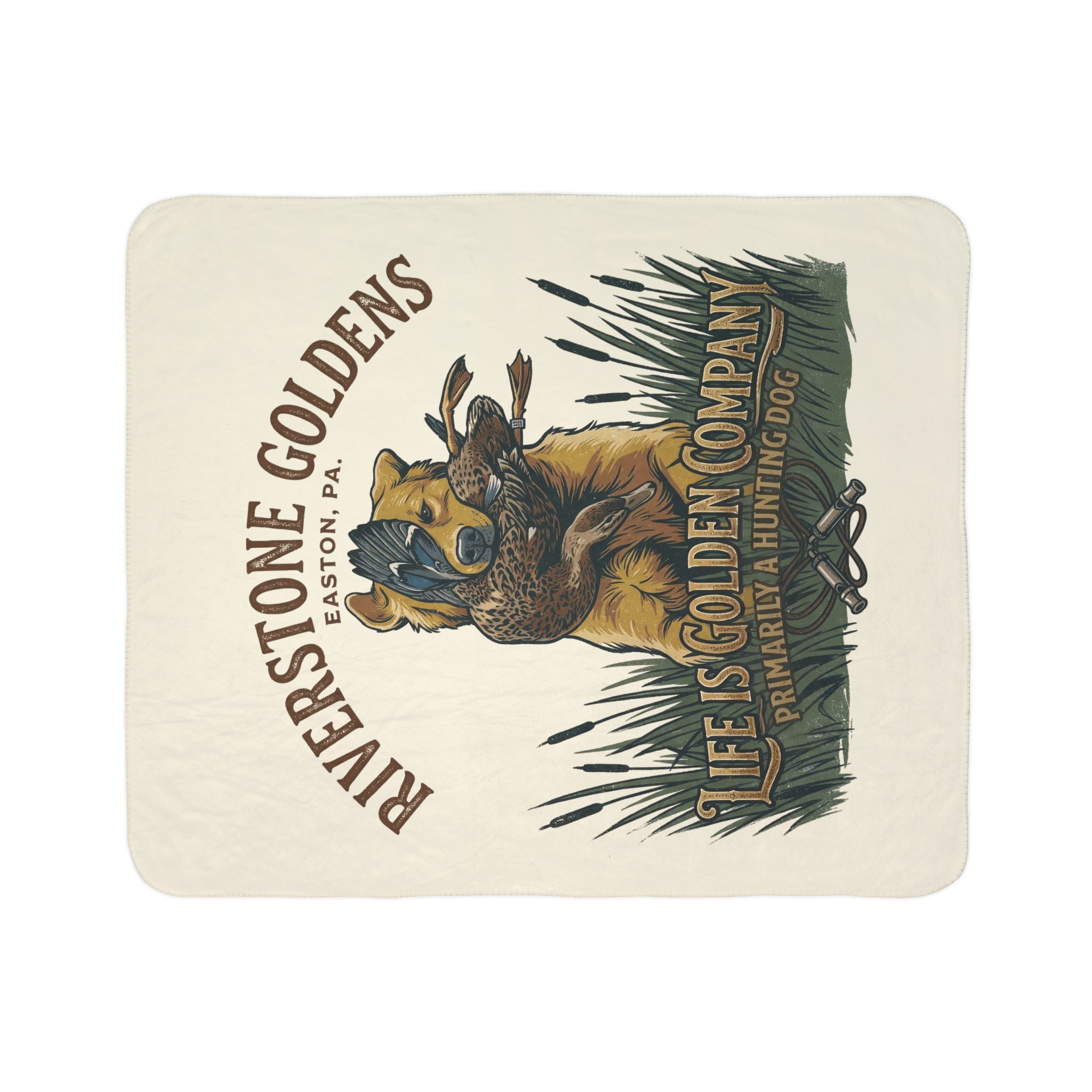 Riverstone Goldens Hunting Cozy Fleece Sherpa Blanket