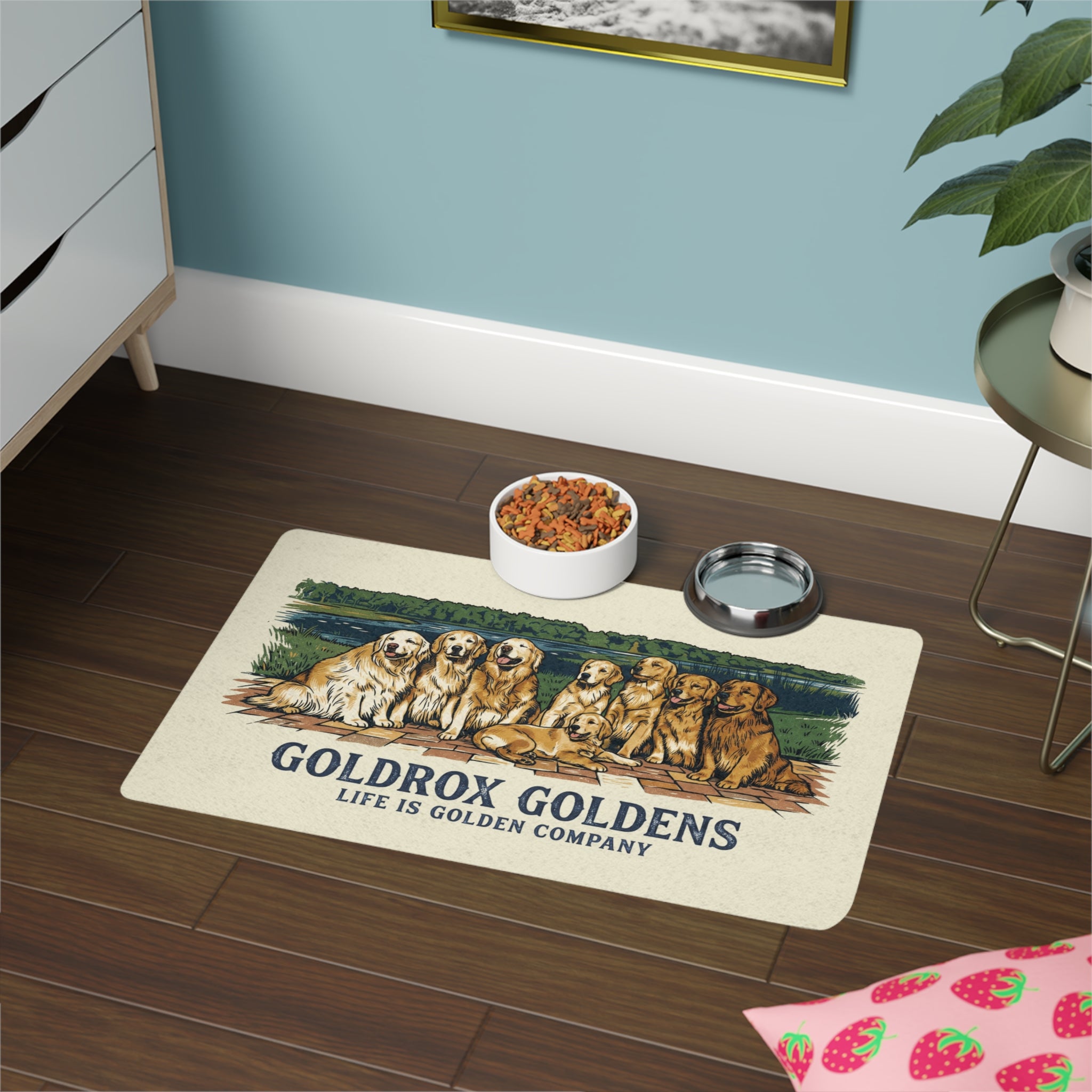 GoldRox - Shades Of Gold Pet Food Mat (12x18)