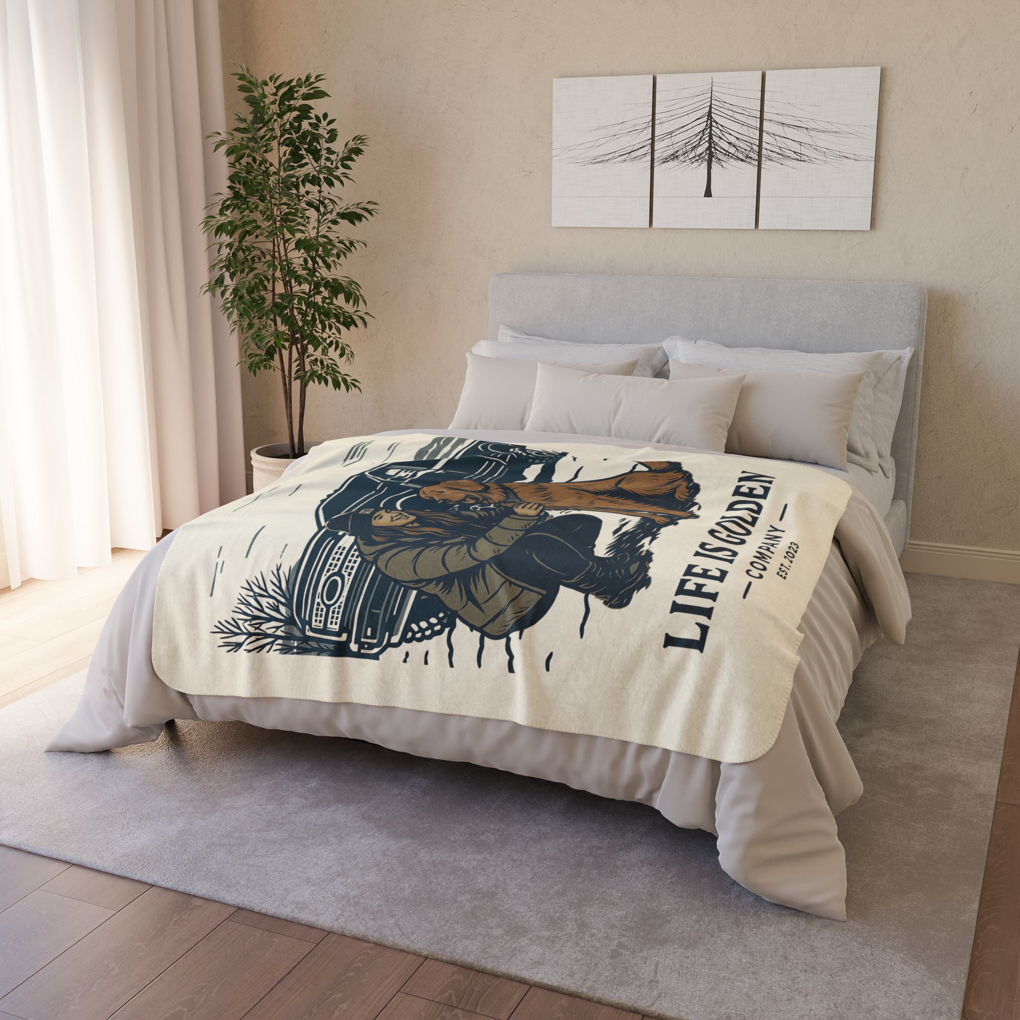 For the love of the Golden Truck Cozy Fleece Sherpa Blanket