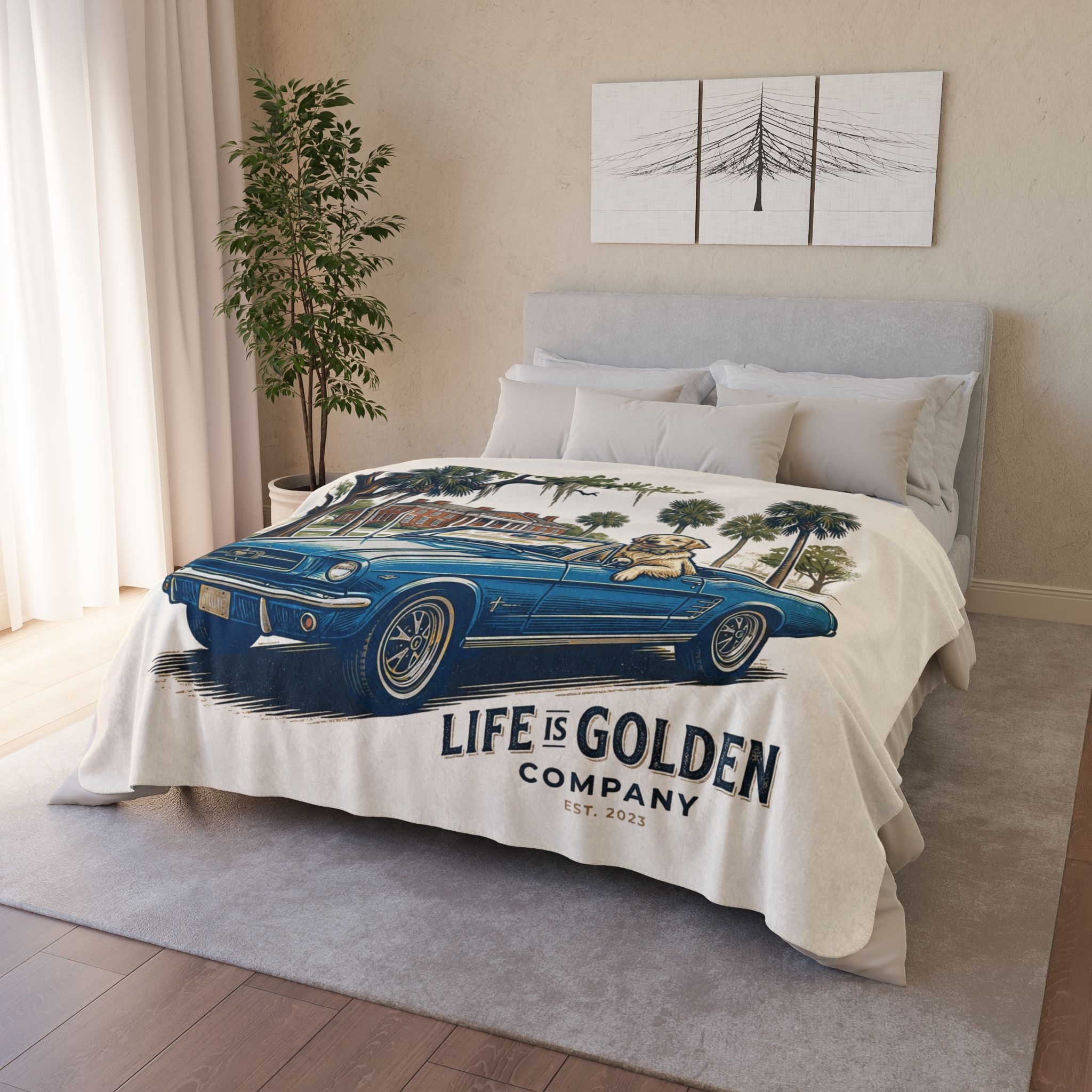 Electric Blue Cruise Cozy Fleece Sherpa Blanket