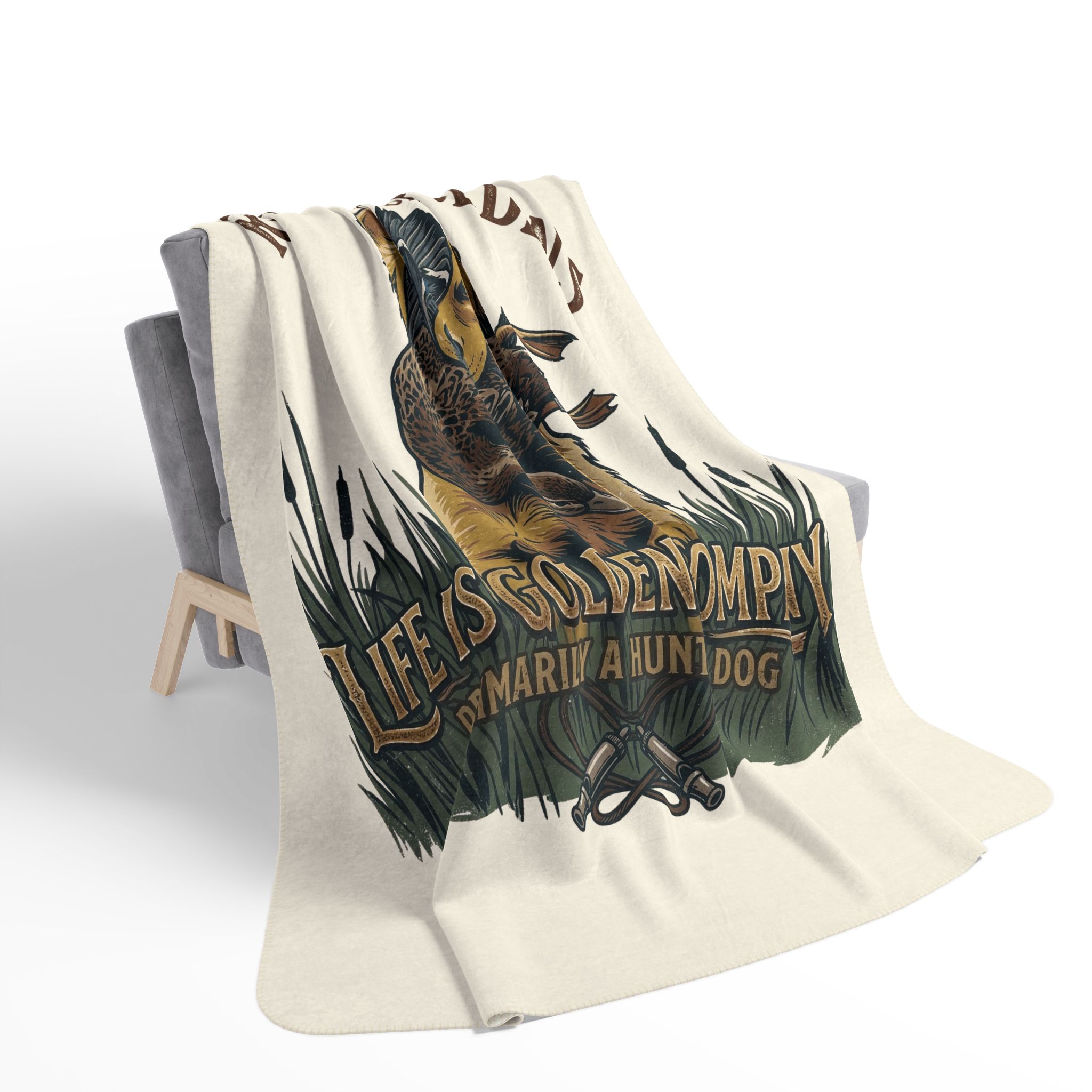 Riverstone Goldens Hunting Cozy Fleece Sherpa Blanket