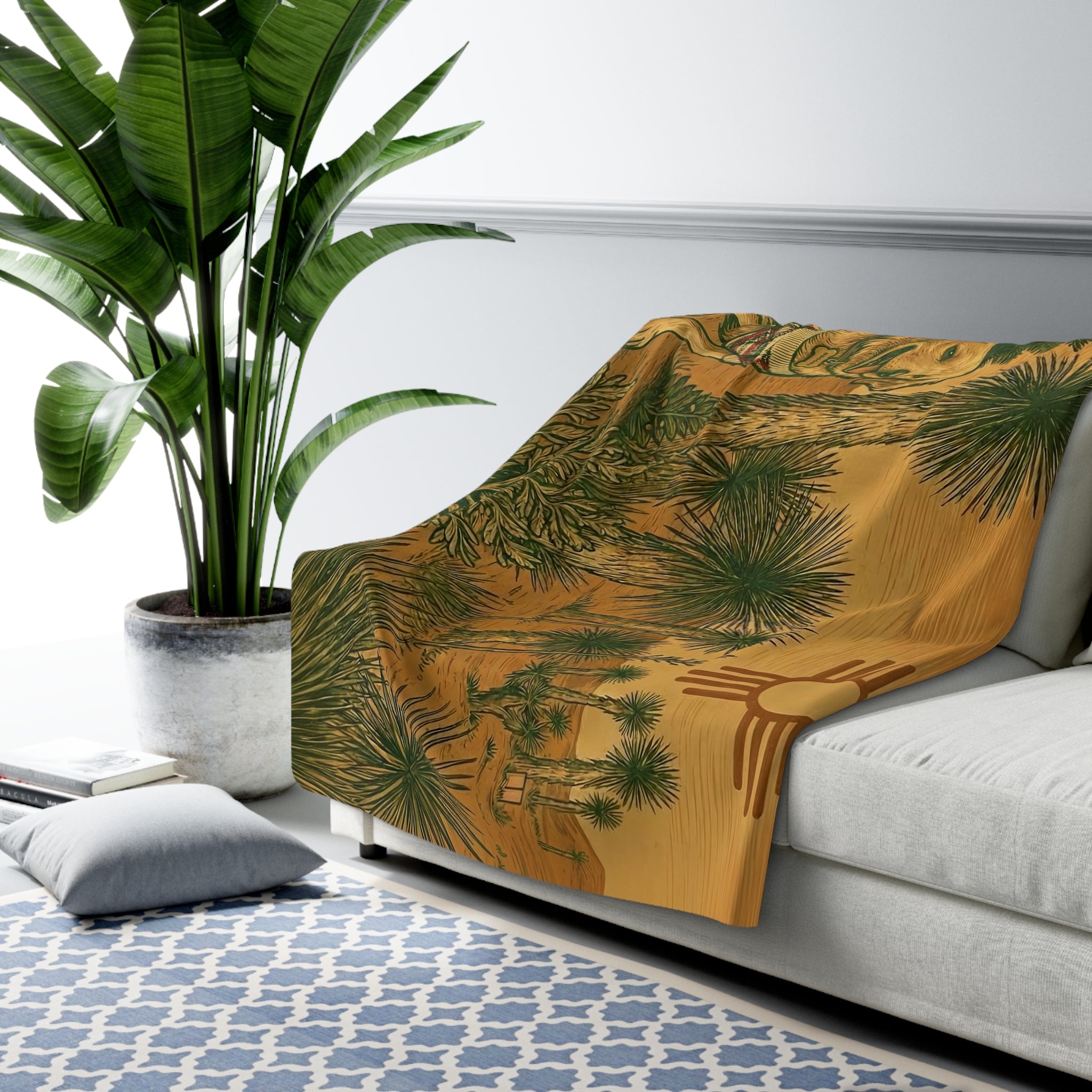 New Mexico Golden Christmas Cozy Sherpa Fleece Blanket