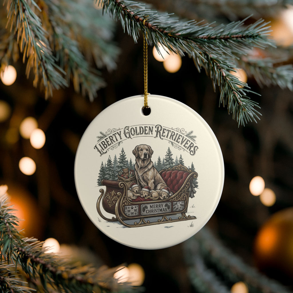 Liberty Goldens Christmas Ceramic Ornament