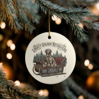 Liberty Goldens Christmas Ceramic Ornament