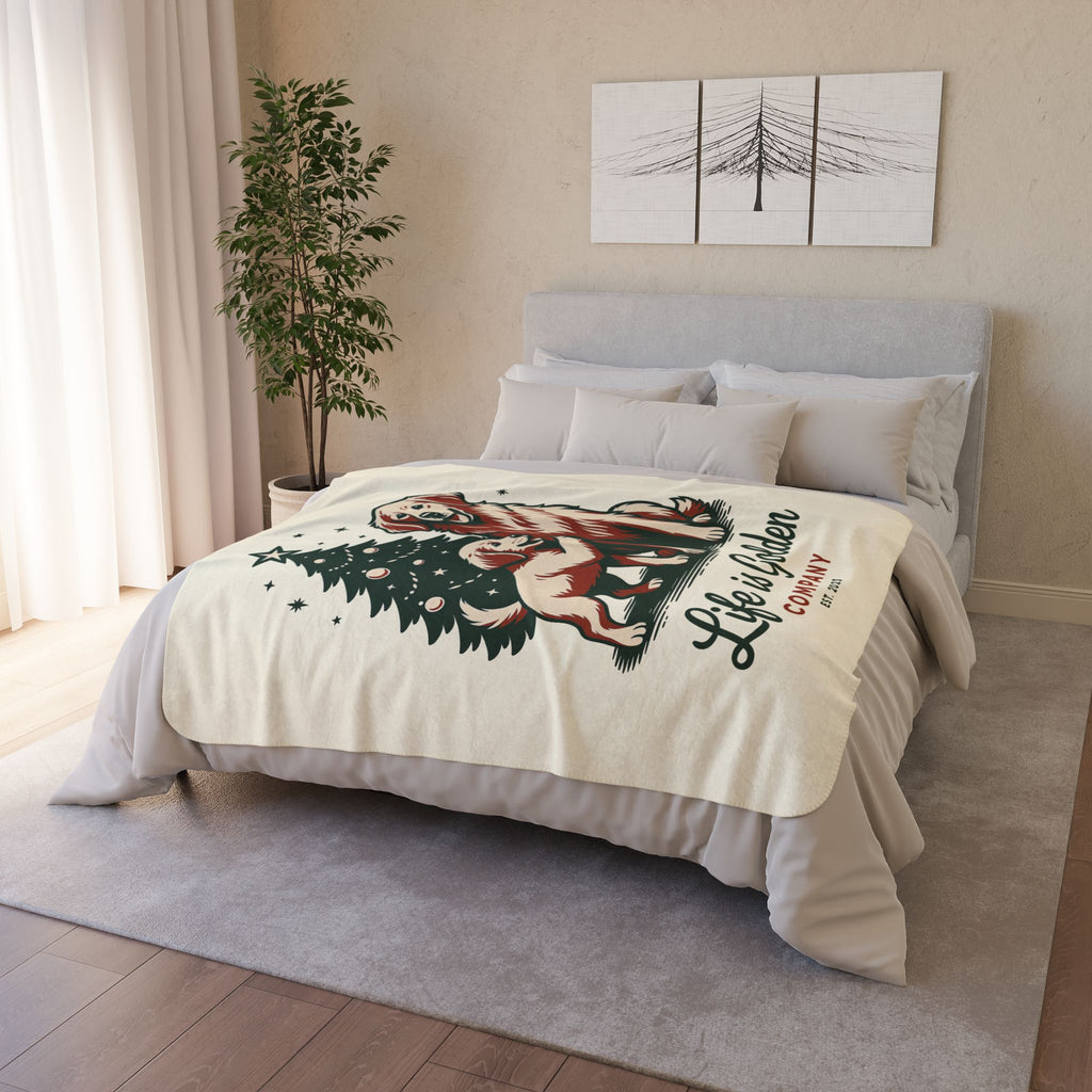 A Very Merry Little Golden Cozy Fleece Sherpa Blanket