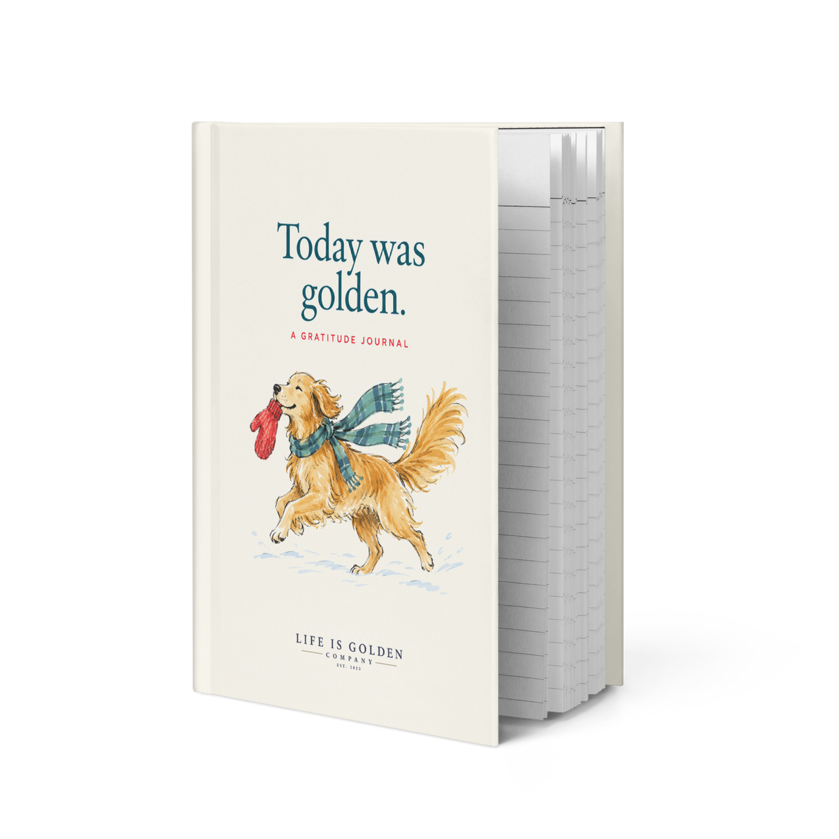 Today Was Golden — angled view of the 5.75 by 8 inch hardcover journal