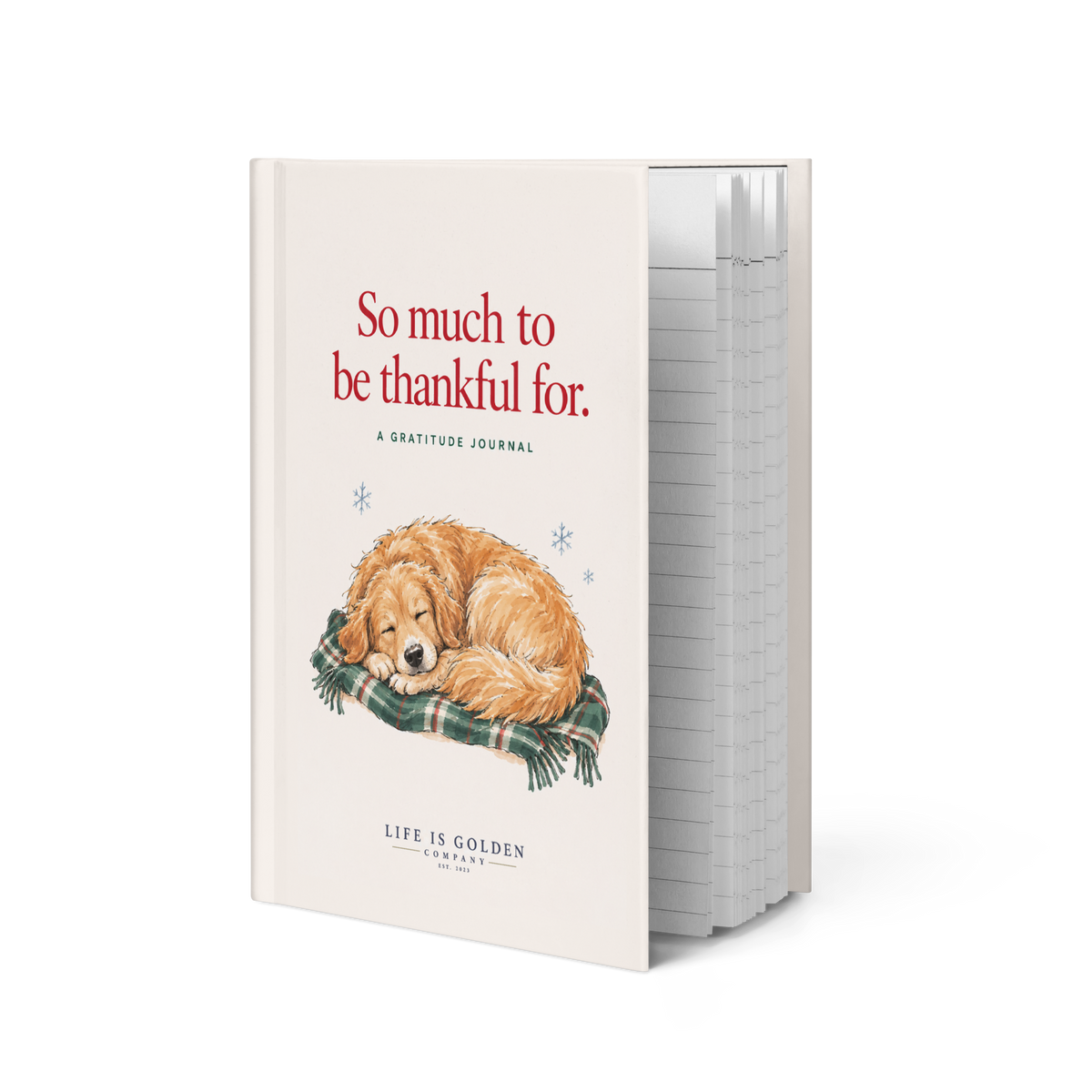 So Much to Be Thankful For — angled view of the 5.75 by 8 inch hardcover journal