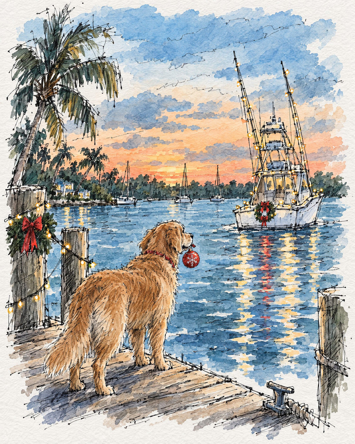 A Very Golden Christmas 2026 Ornament — Holiday Boat Parade