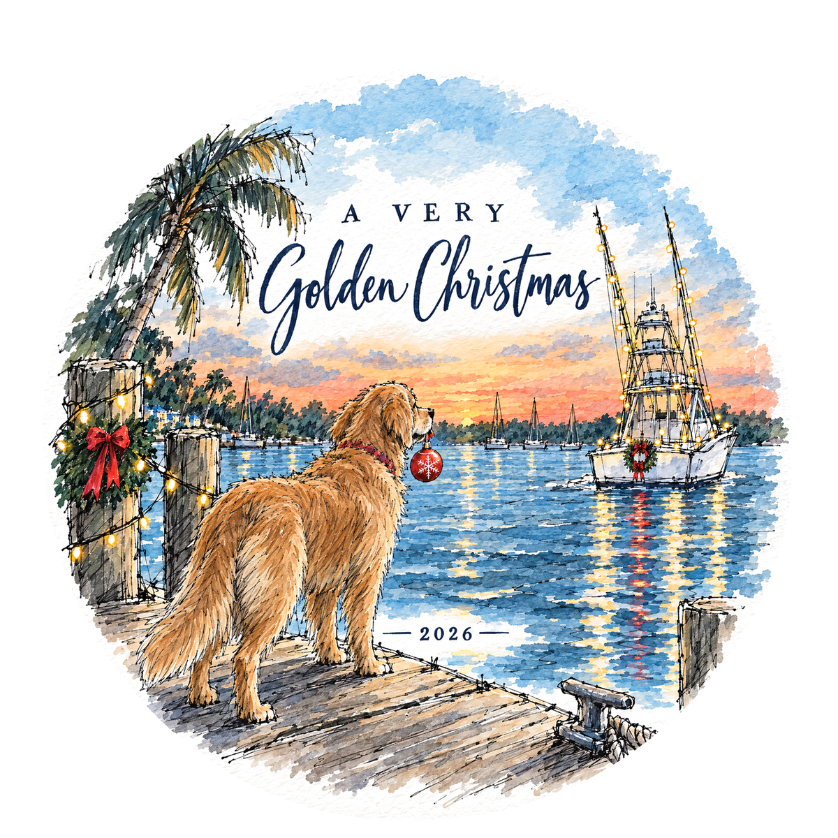 A Very Golden Christmas 2026 Ornament — Holiday Boat Parade