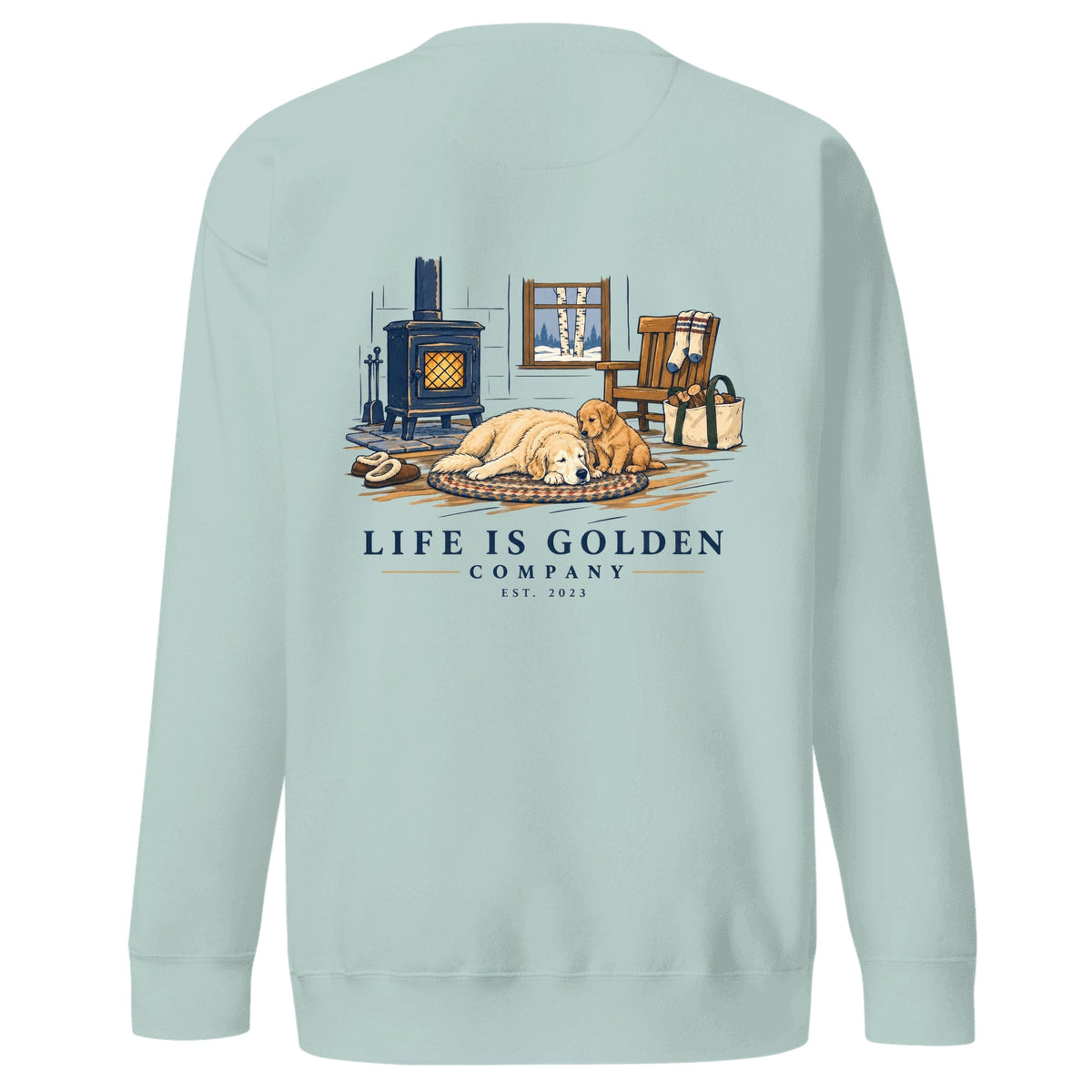 Wood Stove Weekend Crewneck — Agave