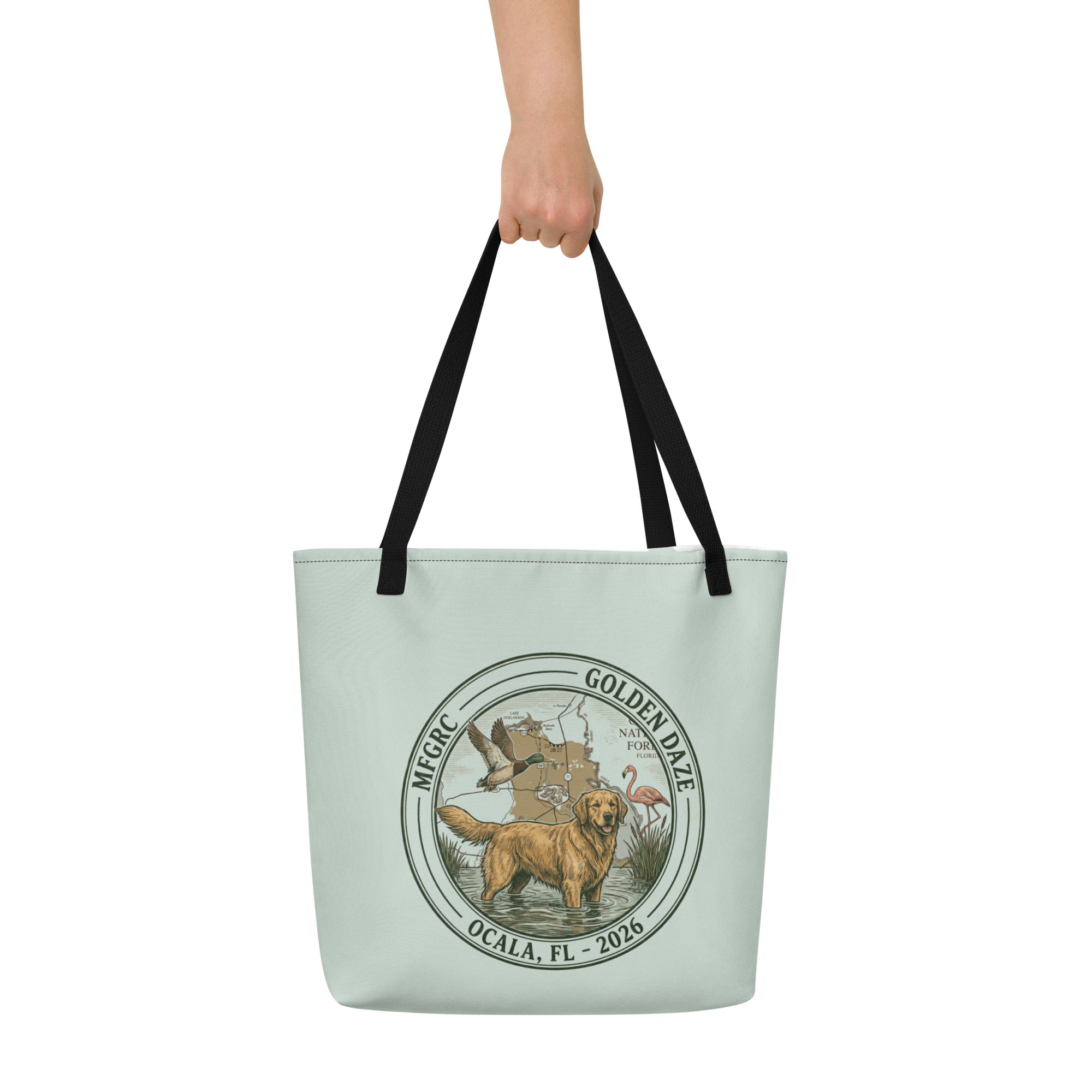 Golden Daze Emblem III Large Tote Bag