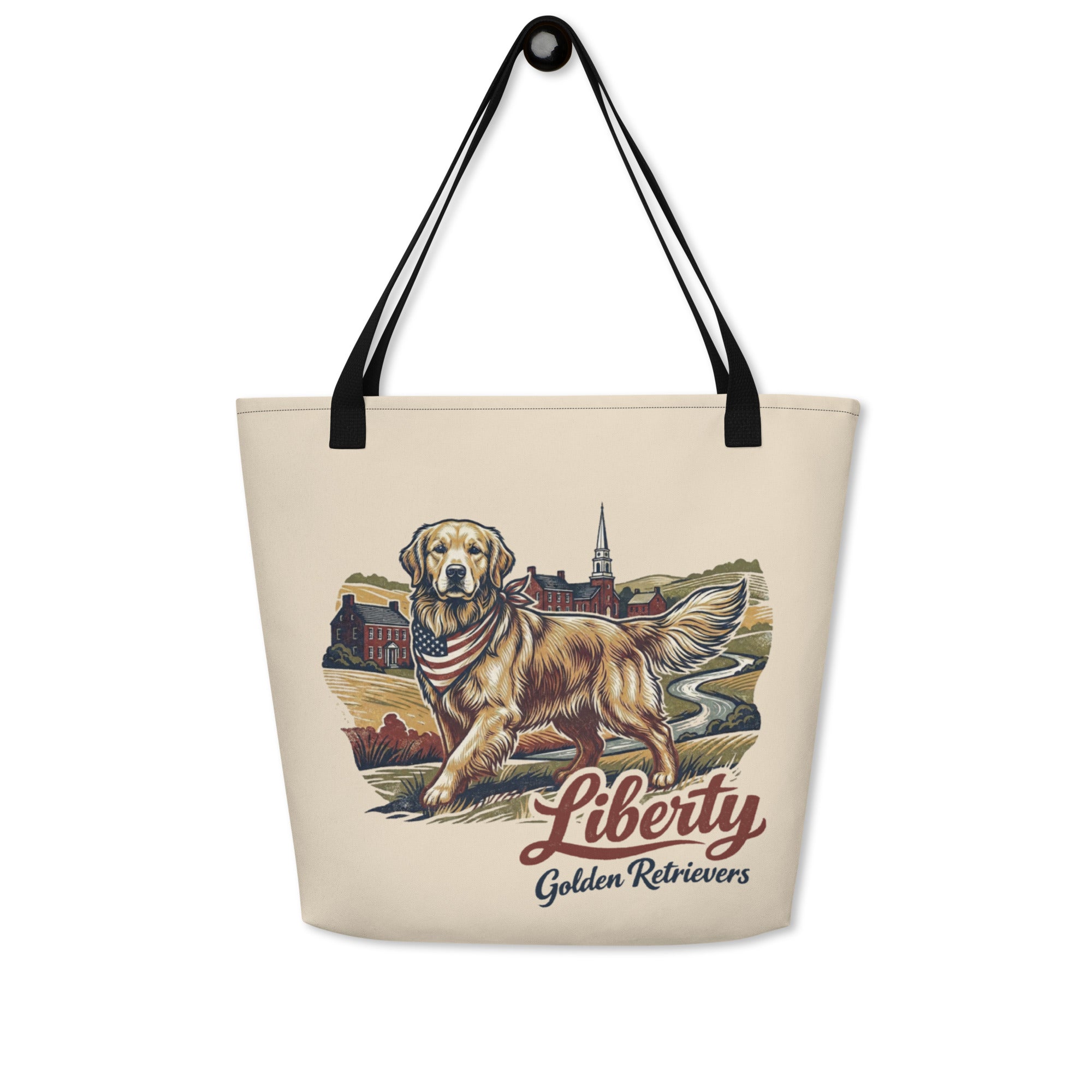 Liberty Golden Retrievers Large Tote Bag