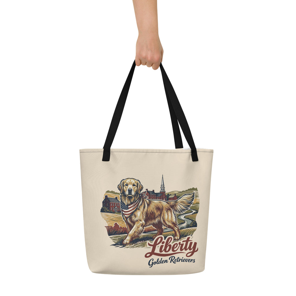 Liberty Golden Retrievers Large Tote Bag
