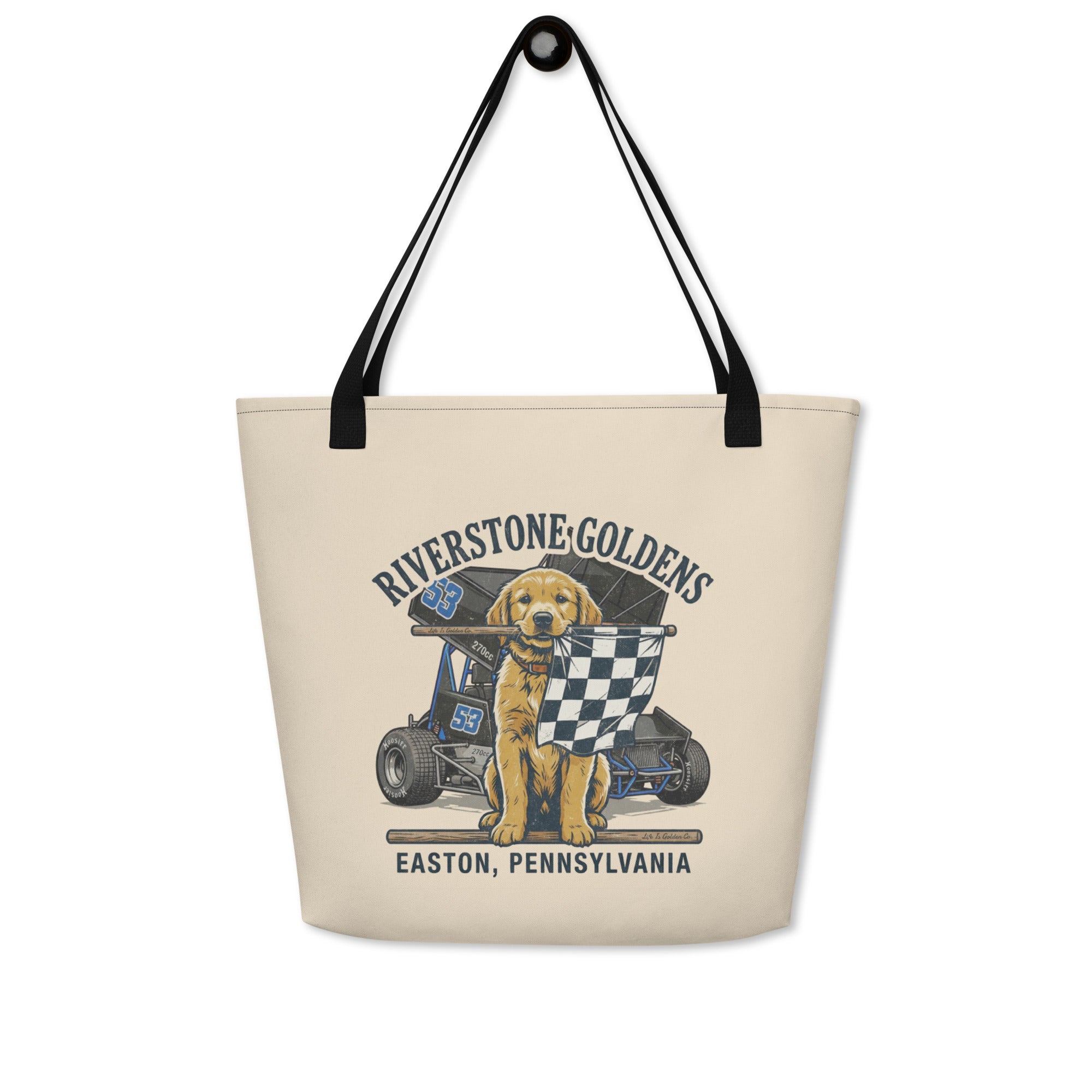Riverstone Goldens Racing Large Tote Bag