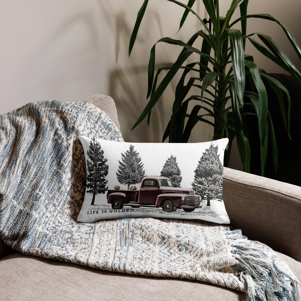 Vintage Golden Truck Pillow