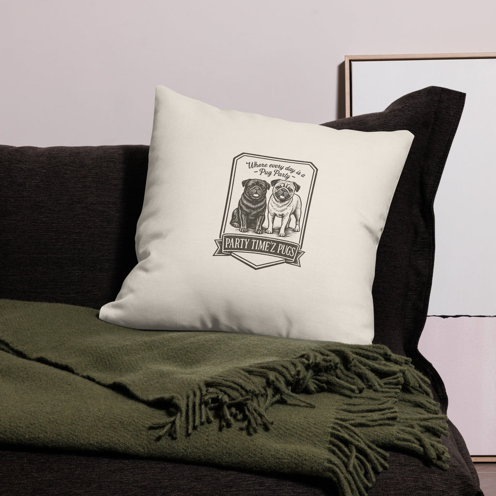 Party Time'Z Pugs Premium Pillow