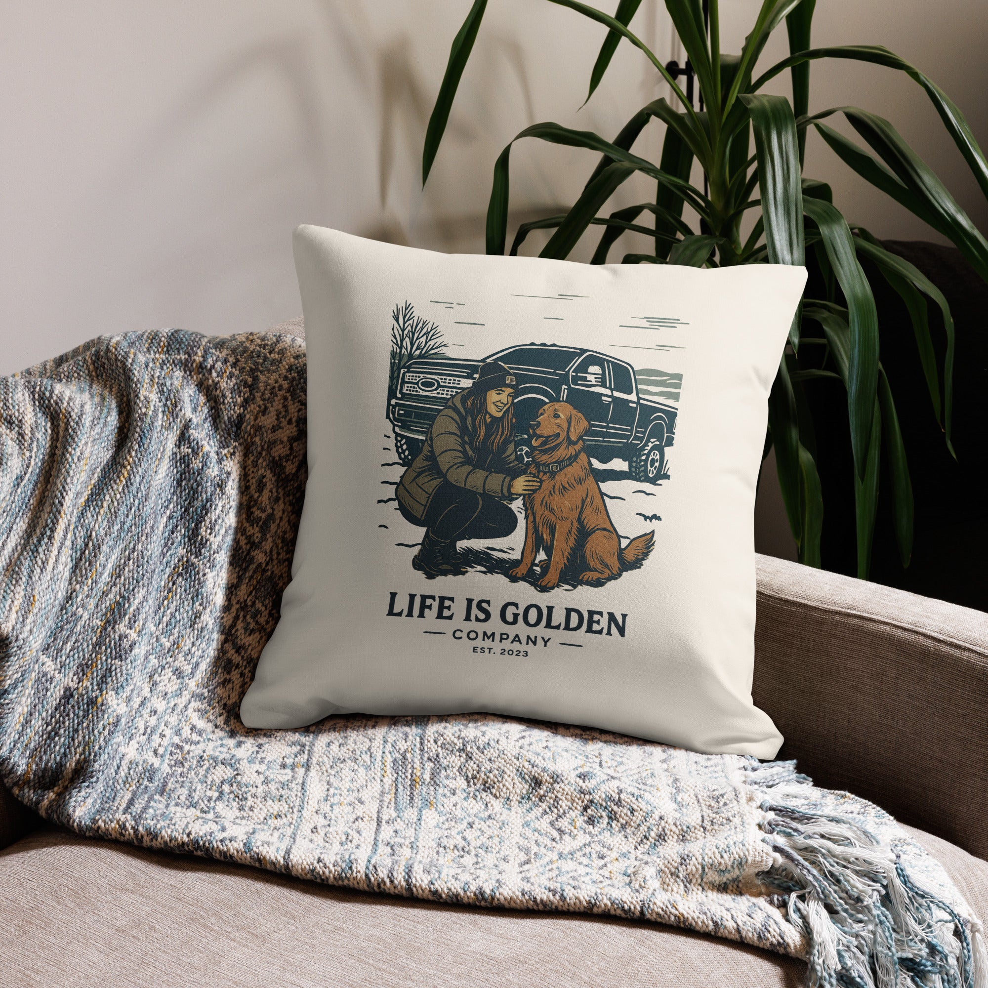 For the love of the Golden Truck Pillow