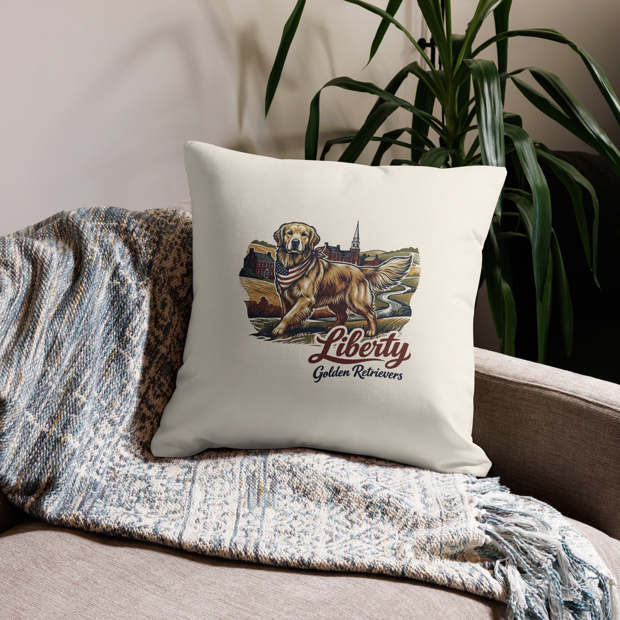 Liberty Golden Retrievers Pillow