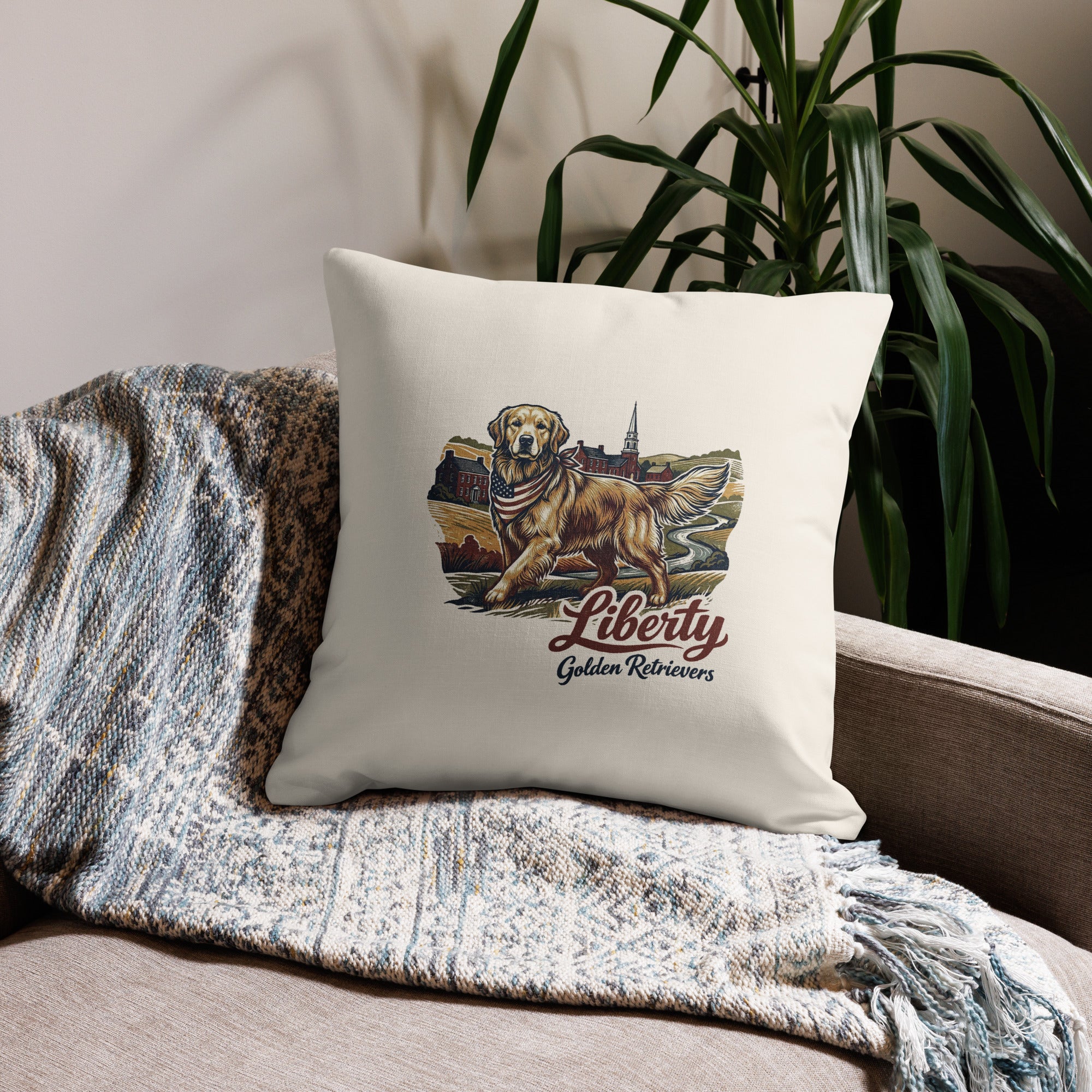 Liberty Golden Retrievers Pillow