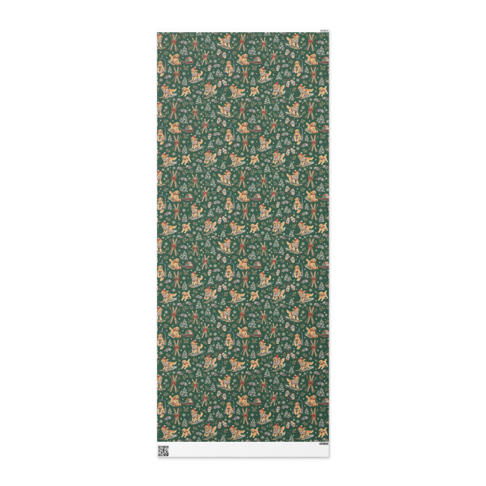 Après-Ski Goldens Wrapping Paper — the full 6 ft roll