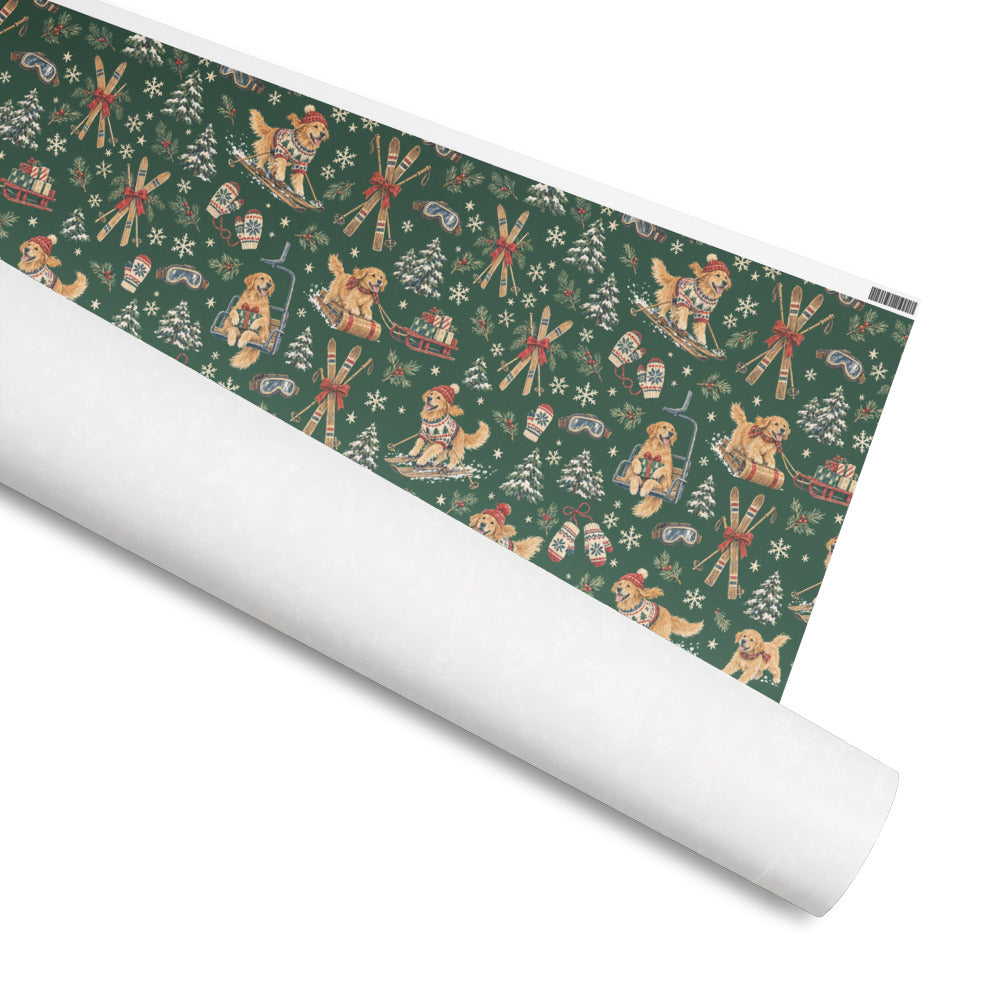 Après-Ski Goldens Wrapping Paper — rolled, printed side out