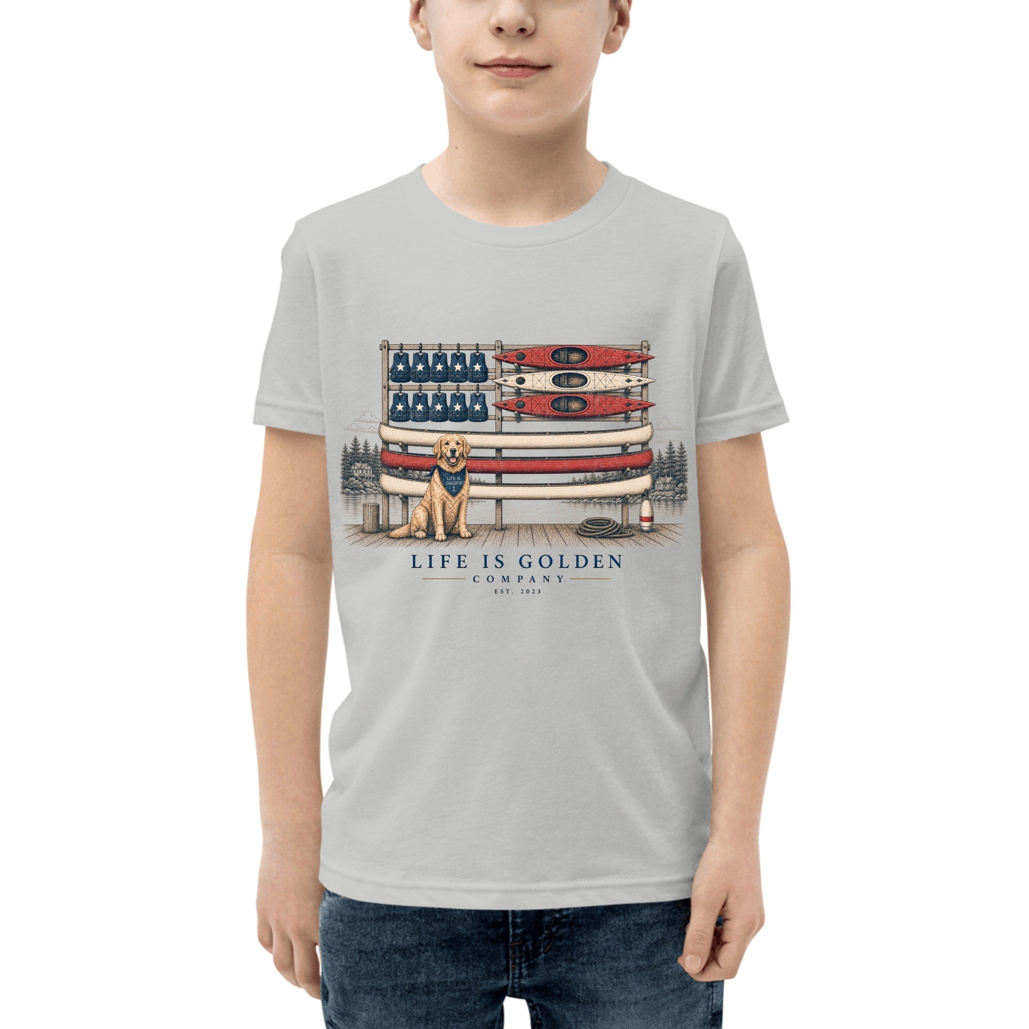 The Boathouse Flag Youth Tee — Athletic Heather