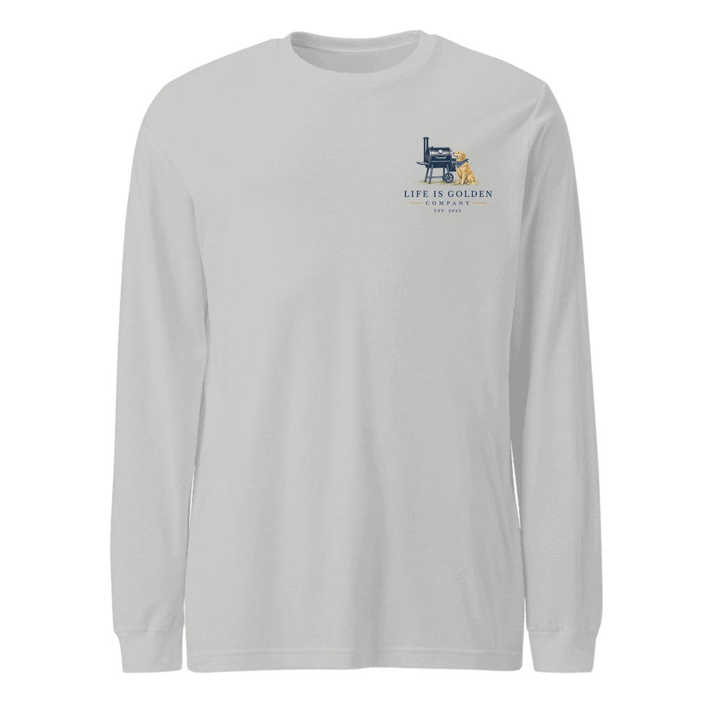 The Pitmaster Long-Sleeve — Athletic Heather (front)