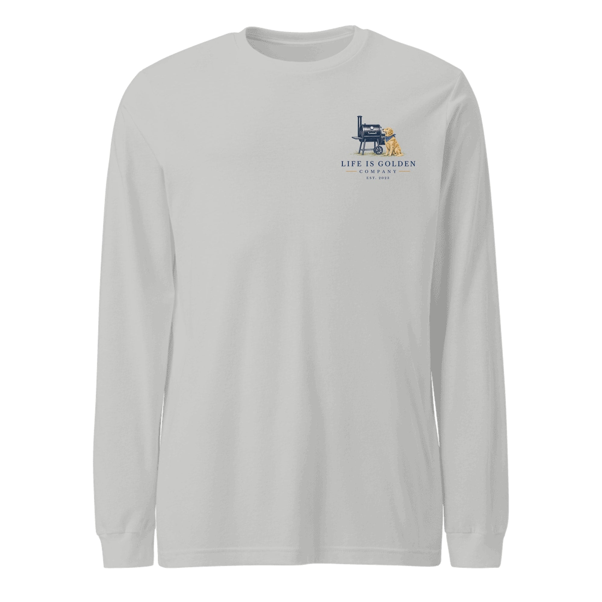 The Pitmaster Long-Sleeve — Athletic Heather (front)