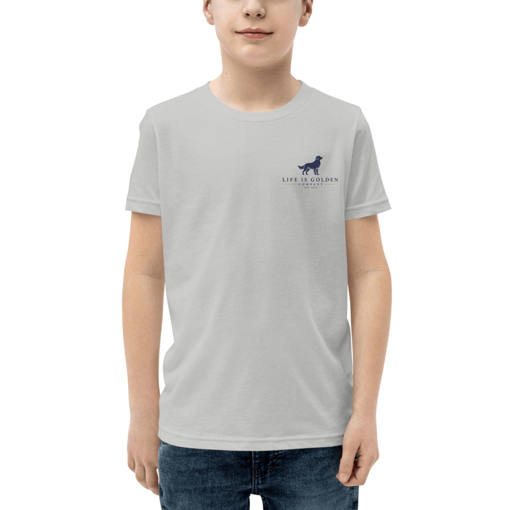 The Heartland Trio Youth Tee — Athletic Heather (front)