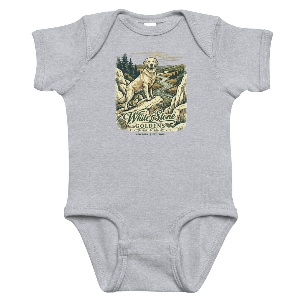 White Stone Goldens Baby Onesie
