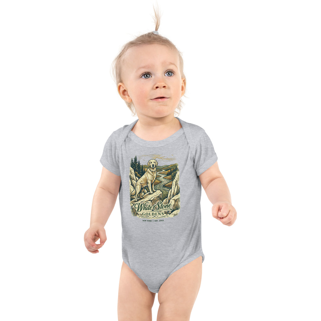 White Stone Goldens Baby Onesie