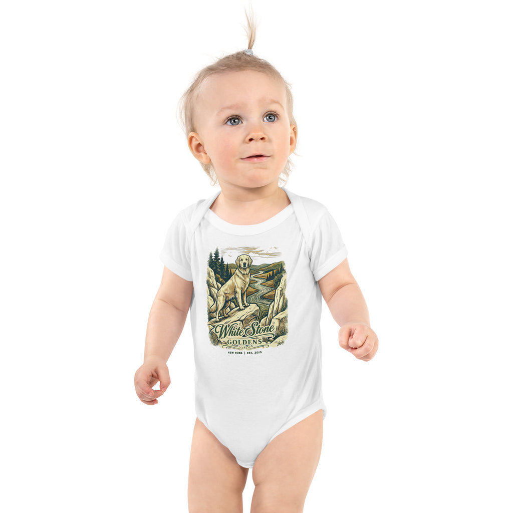 White Stone Goldens Baby Onesie