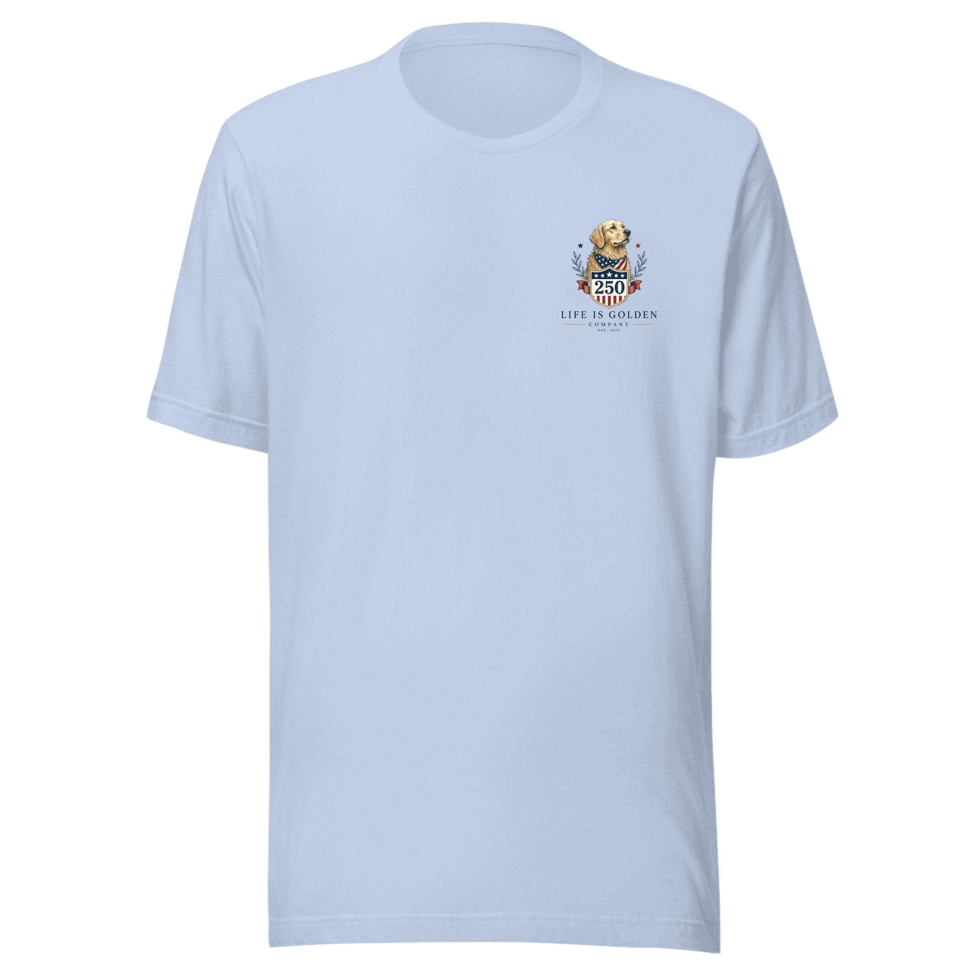 The Semiquincentennial Tee — Baby Blue (front)