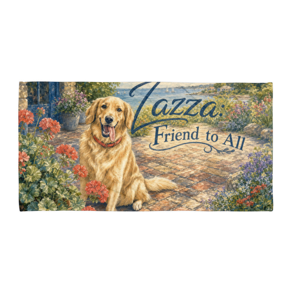 Custom #15522 Beach Towel with Name — White