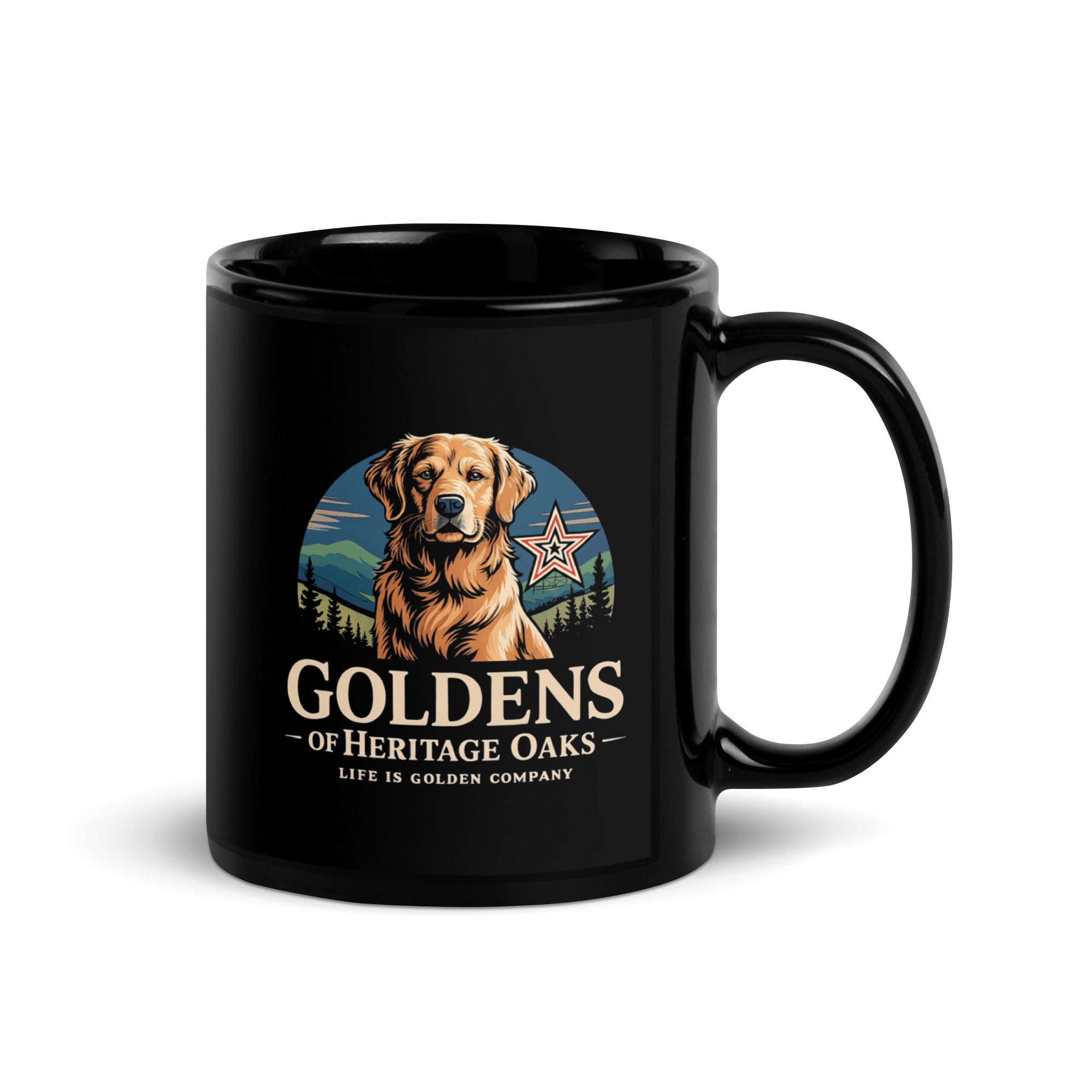 Heritage Oaks Black Glossy Mug